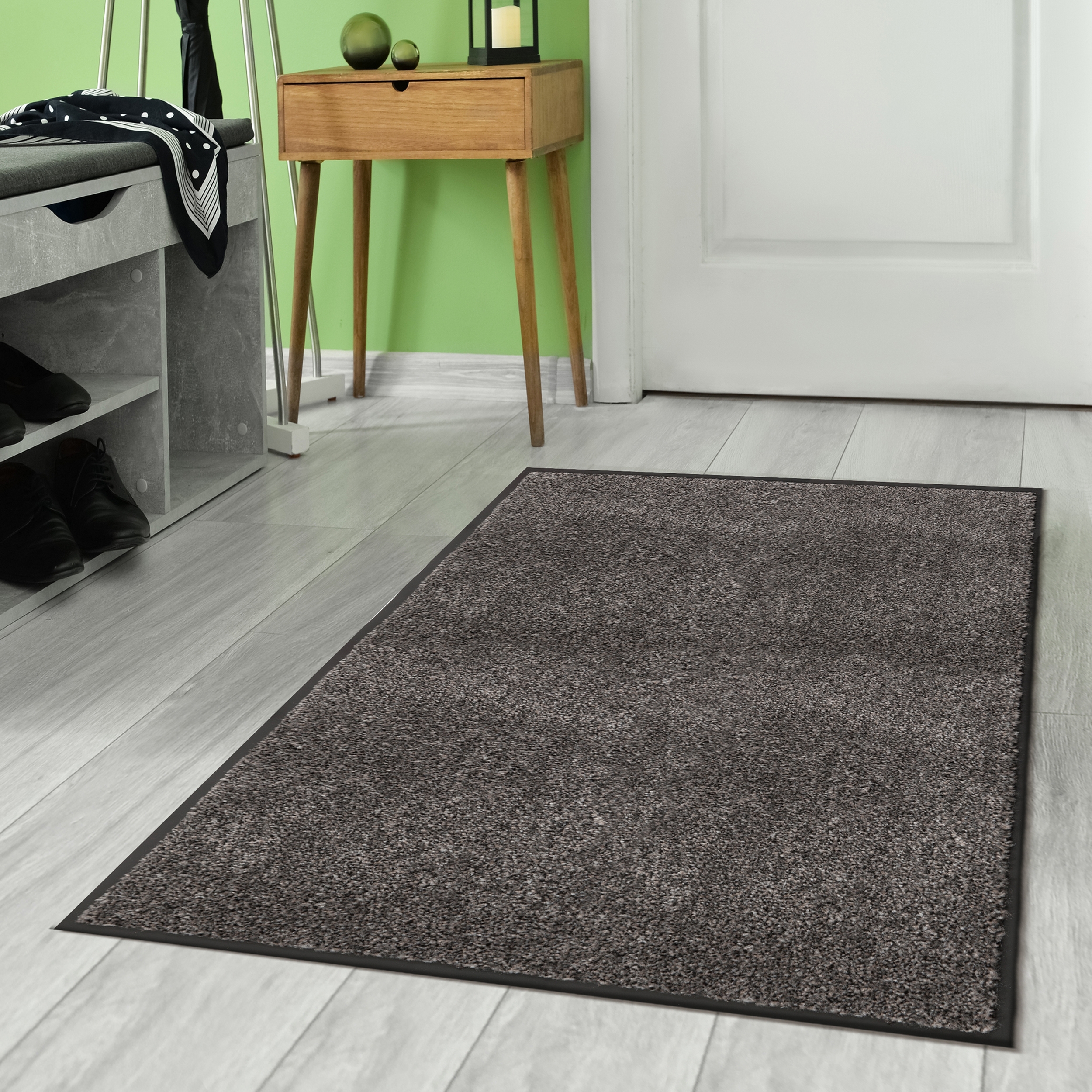 Изображение товара Коврик декоративный Twist 60x90 см серый грязезащитный внутренняя отделка