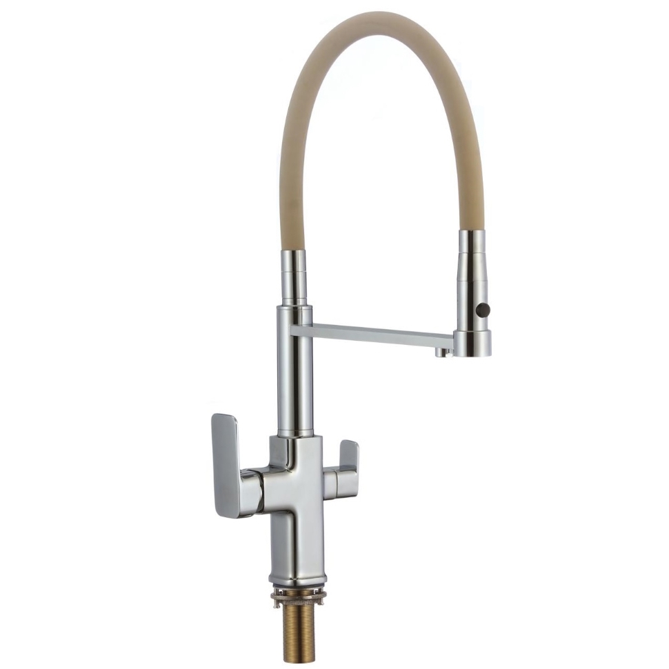 Изображение товара Смеситель Savol S-L1809-12 с гибким изливом 22.7 см, хром/бежевый