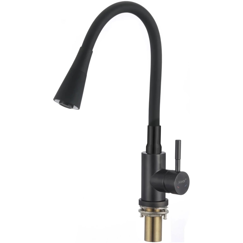 Изображение товара Смеситель для кухни Savol S-3002HM гибкий излив 25 см цвет черный