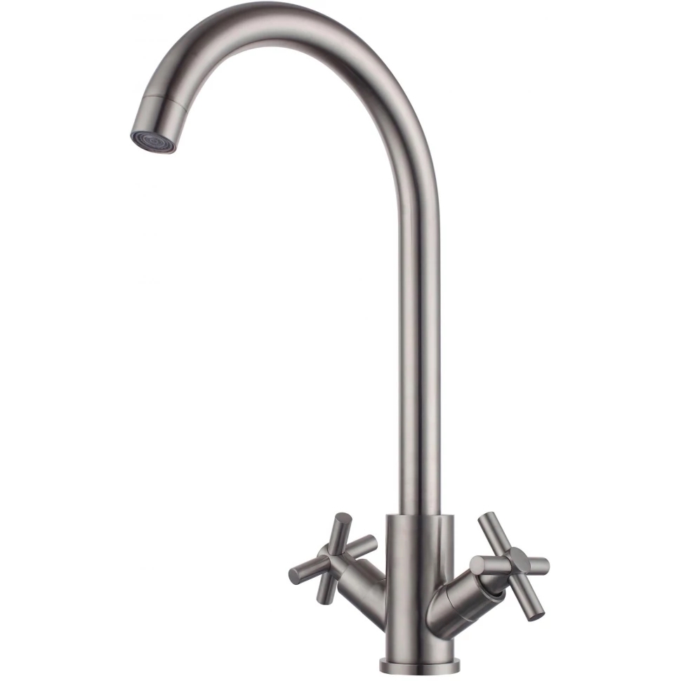 Изображение товара FMARK FS8432: смеситель кухонный сатин, поворотный излив 26.4 см