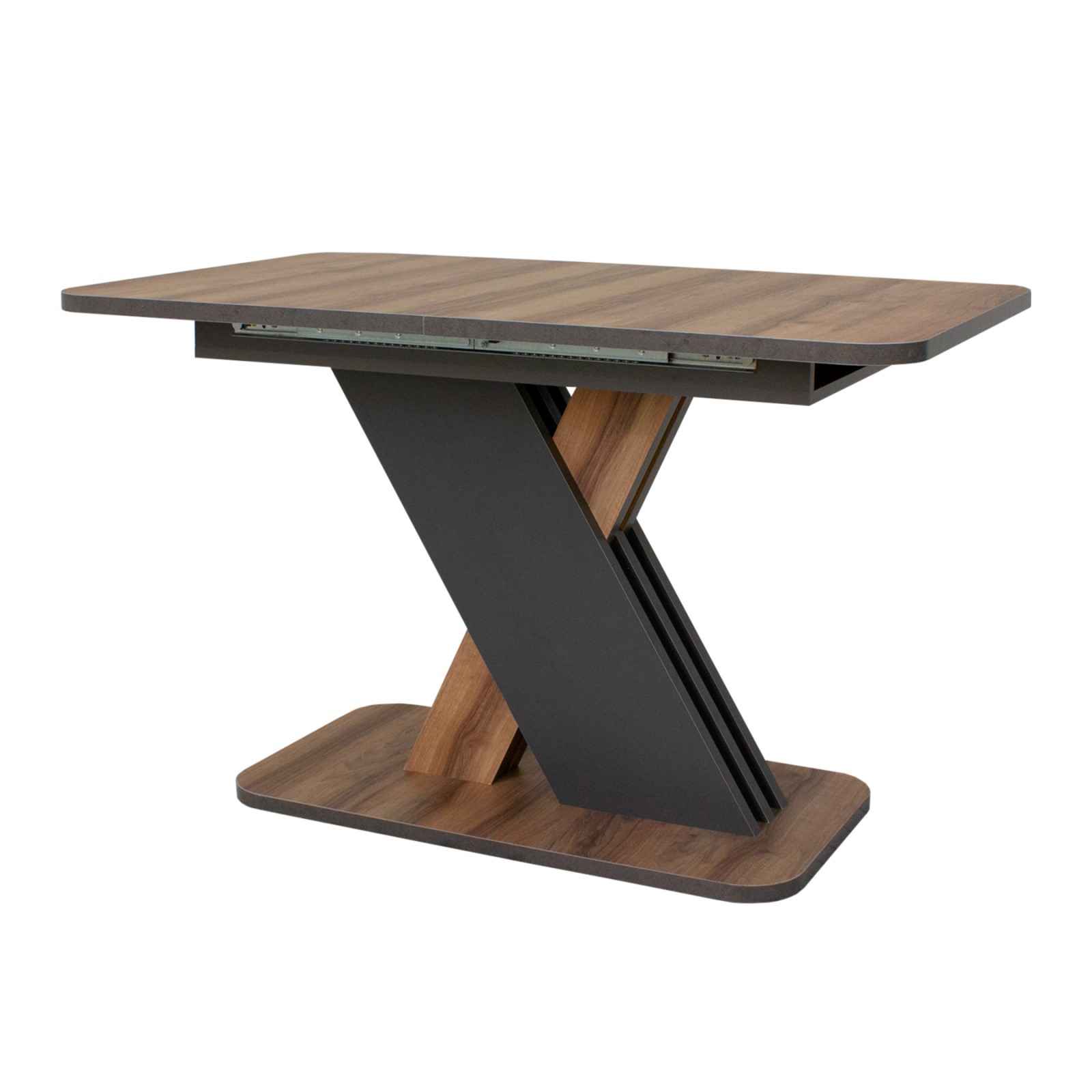 Изображение товара Кухонный раскладной стол Аврора 120x120 см с цветом графит и деревянными ножками