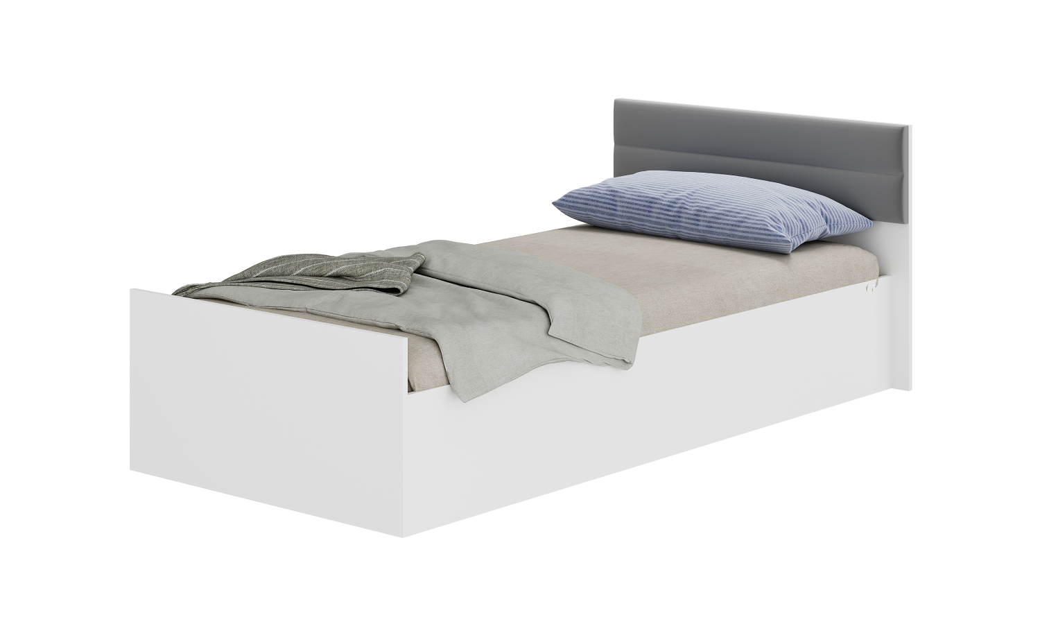 Изображение товара Кровать Фьюжн КР-03 105x79x206 см ЛДСП белого цвета