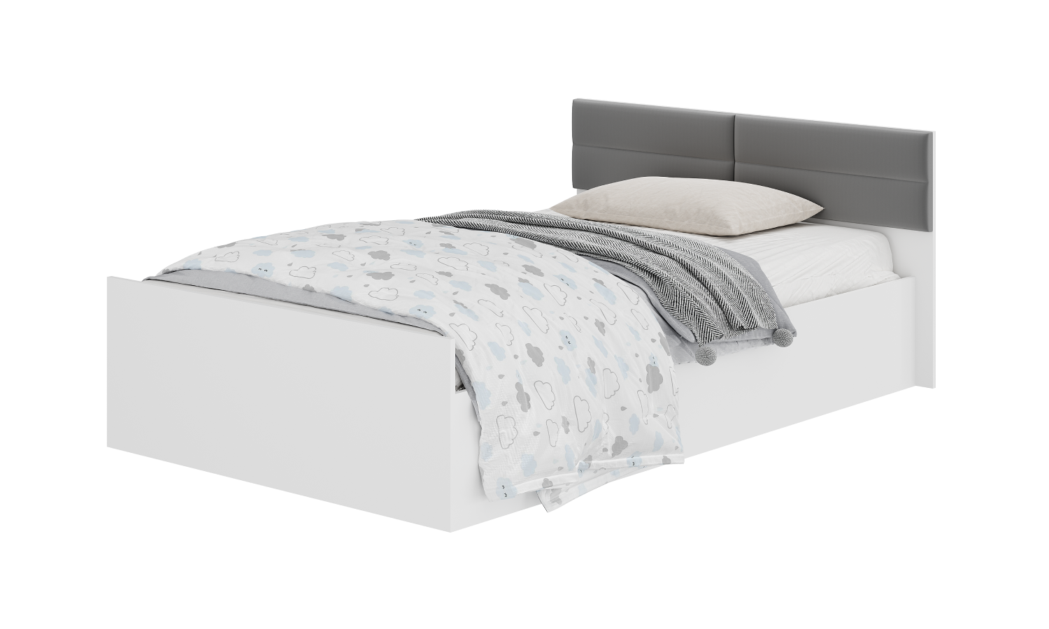 Изображение товара Кровать Фьюжн КР-08 135x79x206 см ЛДСП белая от BTS