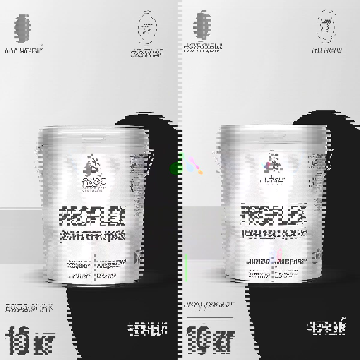 Изображение товара Краска резиновая Malare ProfleX Latex универсальная быстросохнущая полуглянцевая цвет черный 10 кг