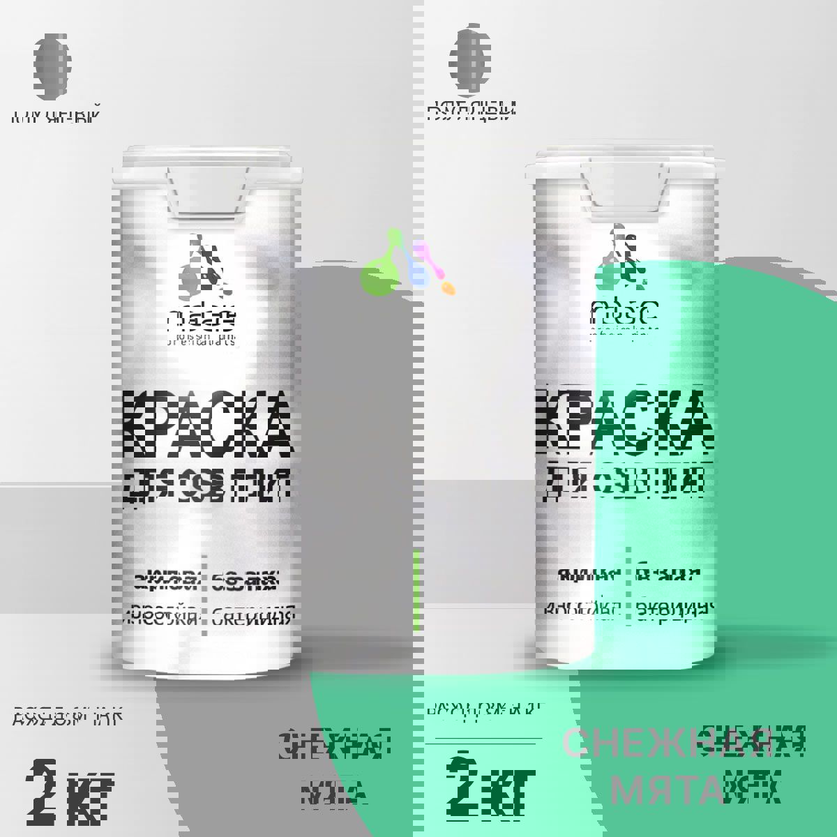 Изображение товара Краска для OSB дерева минеральных поверхностей Malare Wood быстросохнущая полуглянцевая цвет снежная мята 2 кг