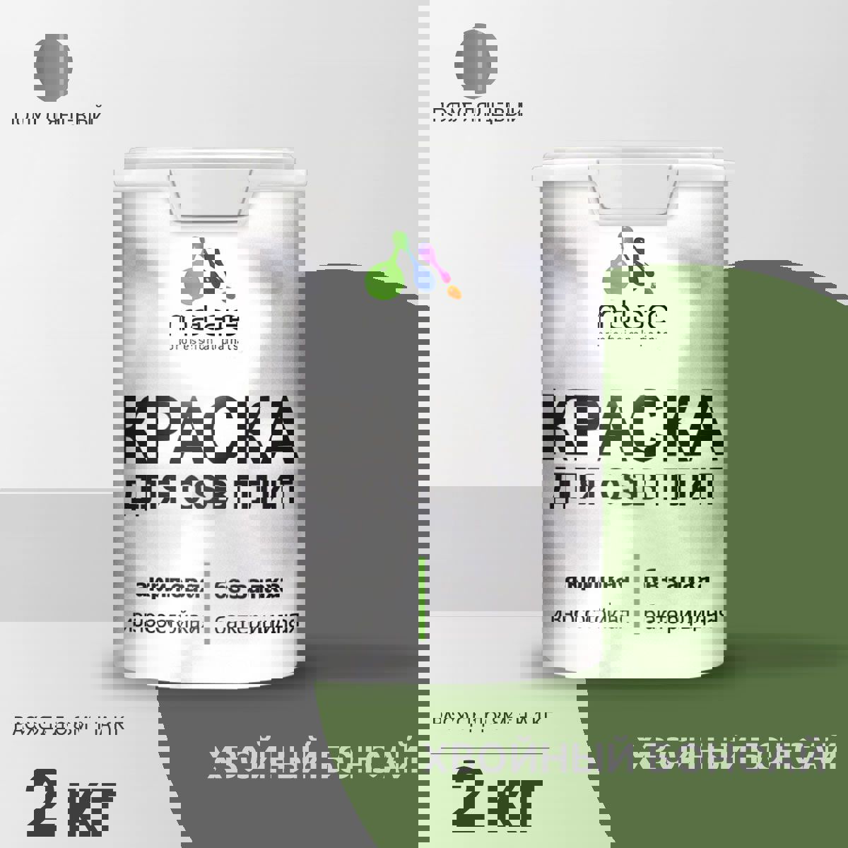 Изображение товара Краска для OSB дерева минеральных поверхностей Malare Wood быстросохнущая полуглянцевая цвет хвойный бонсай 2 кг