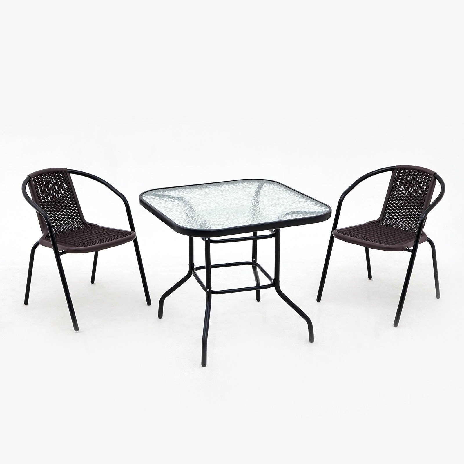 Изображение товара Набор садовой мебели 10608314 2 стула и стол коричневый металлический пластик