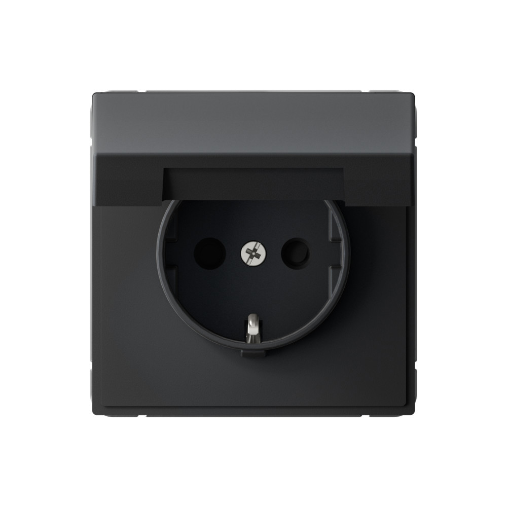 Изображение товара Розетка встраиваемая Systeme electric ArtGallery GAL001046 с заземлением шторками и крышкой цвет карбон