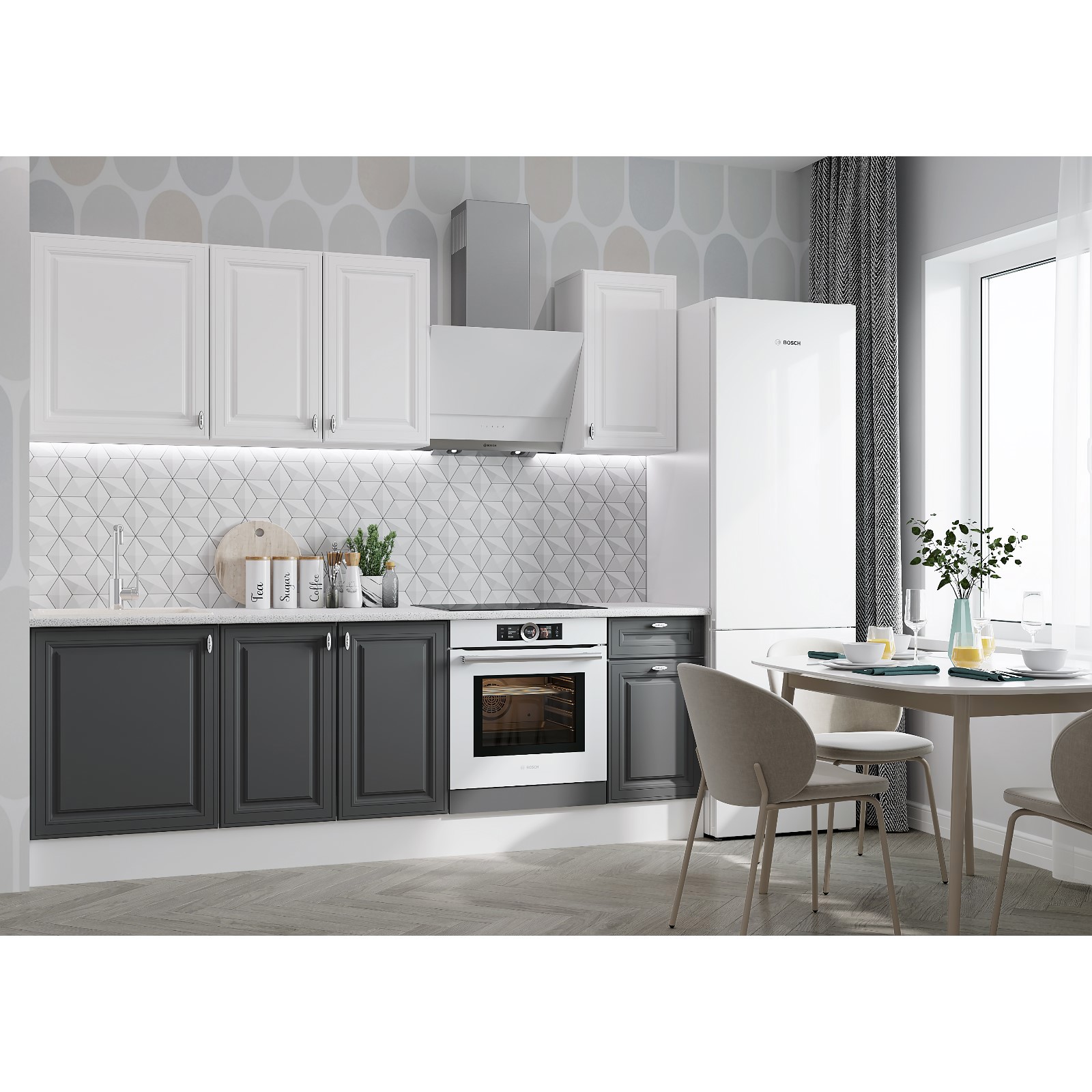 Изображение товара Кухонный гарнитур Сима-Ленд Ева 240x215x60 см ЛДСП цвет белый