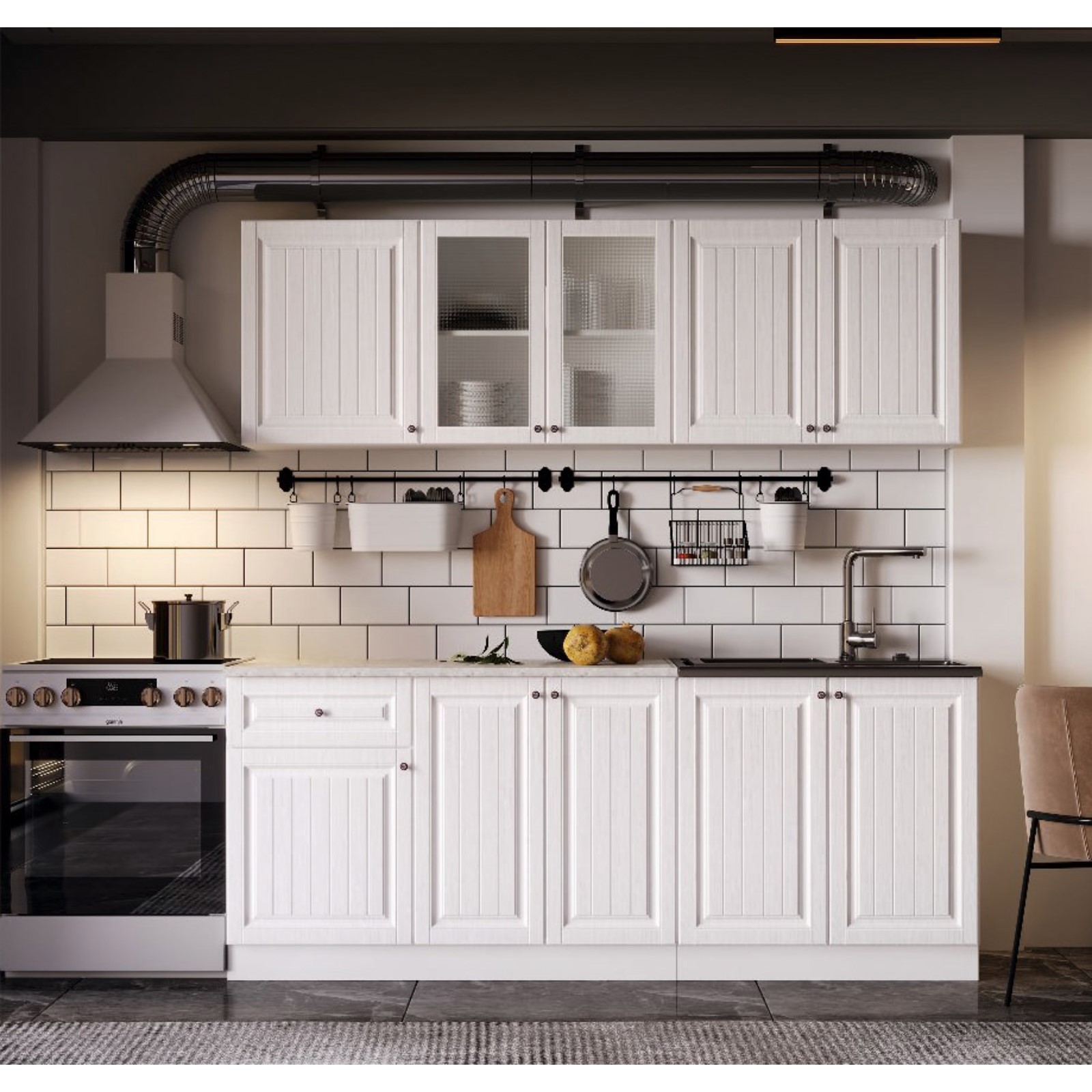 Изображение товара Кухонный гарнитур Сима-Ленд Хозяюшка 200x205x60 см ЛДСП цвет античный белый