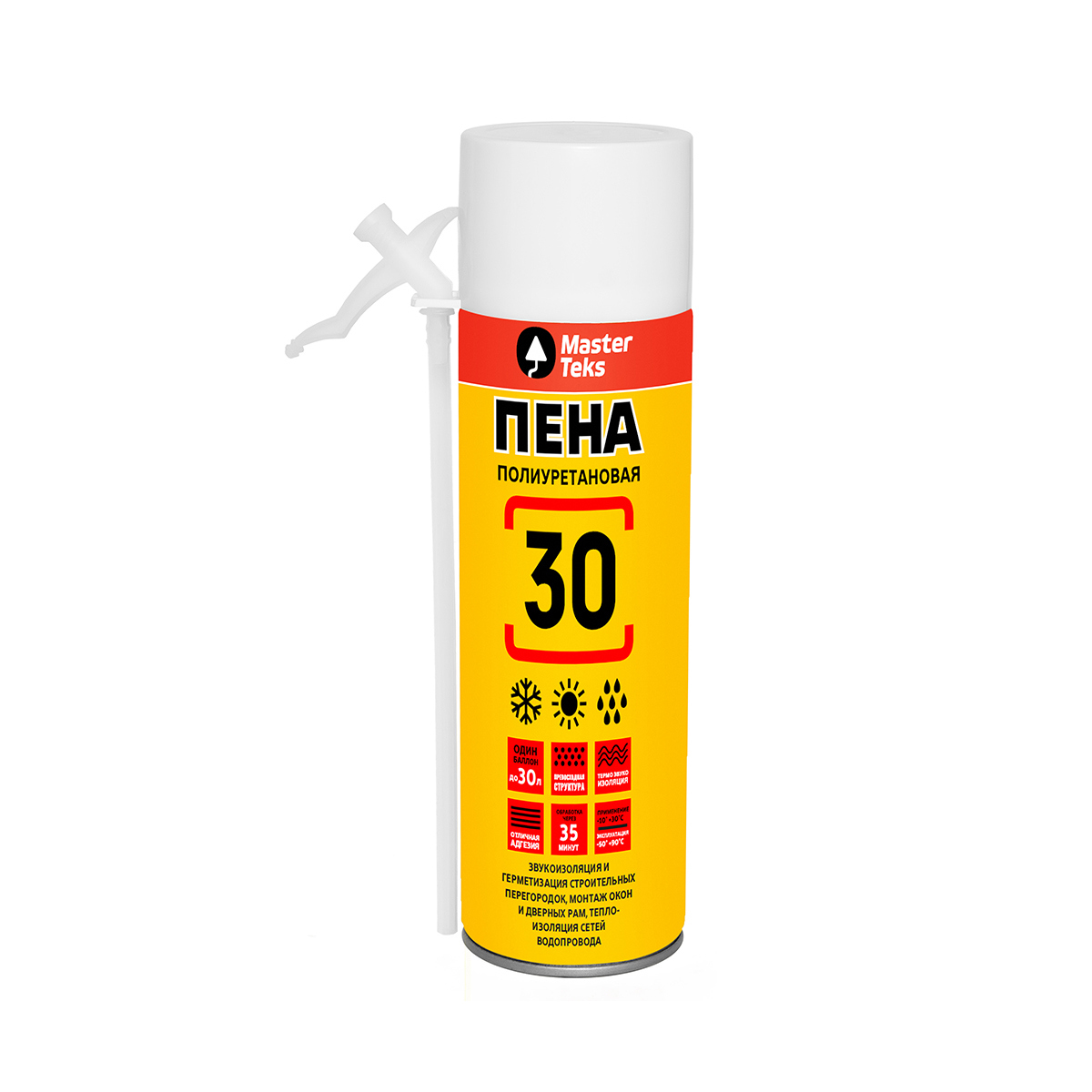 Изображение товара Пена монтажная бытовая Masterteks 223439 30 термостойкая всесезонная 350 мл