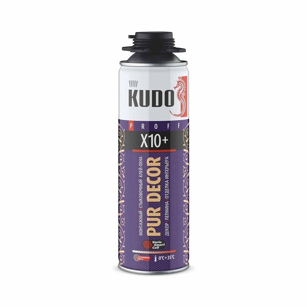 Изображение товара Клей-пена монтажная Kudo PUR Decor X10+ 650 мл для внутренних и наружных работ