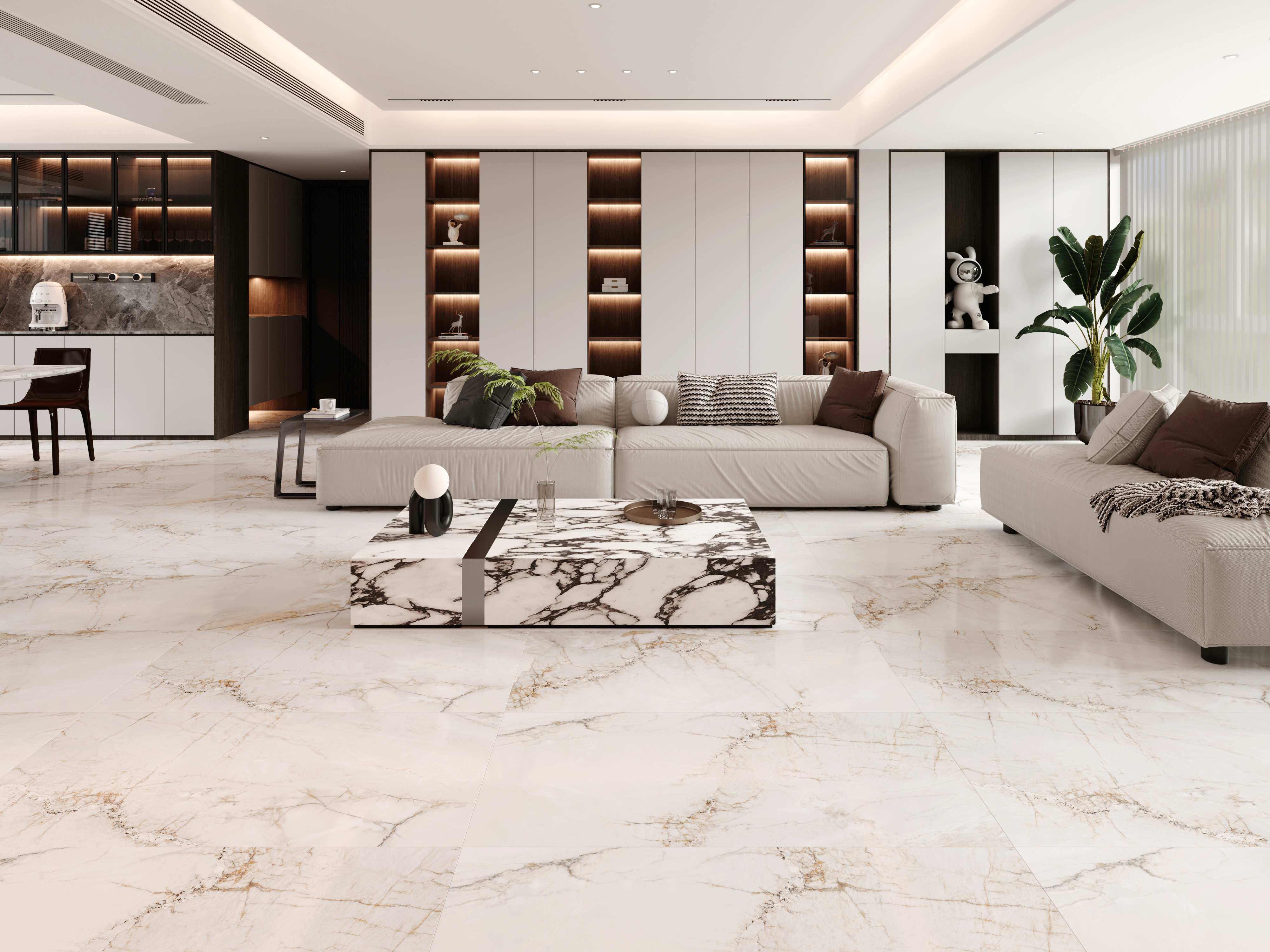 Изображение товара Керамогранит BASCONI HOME Gemstone BHW-0048 60x120 см бежевый с золотыми прожилками
