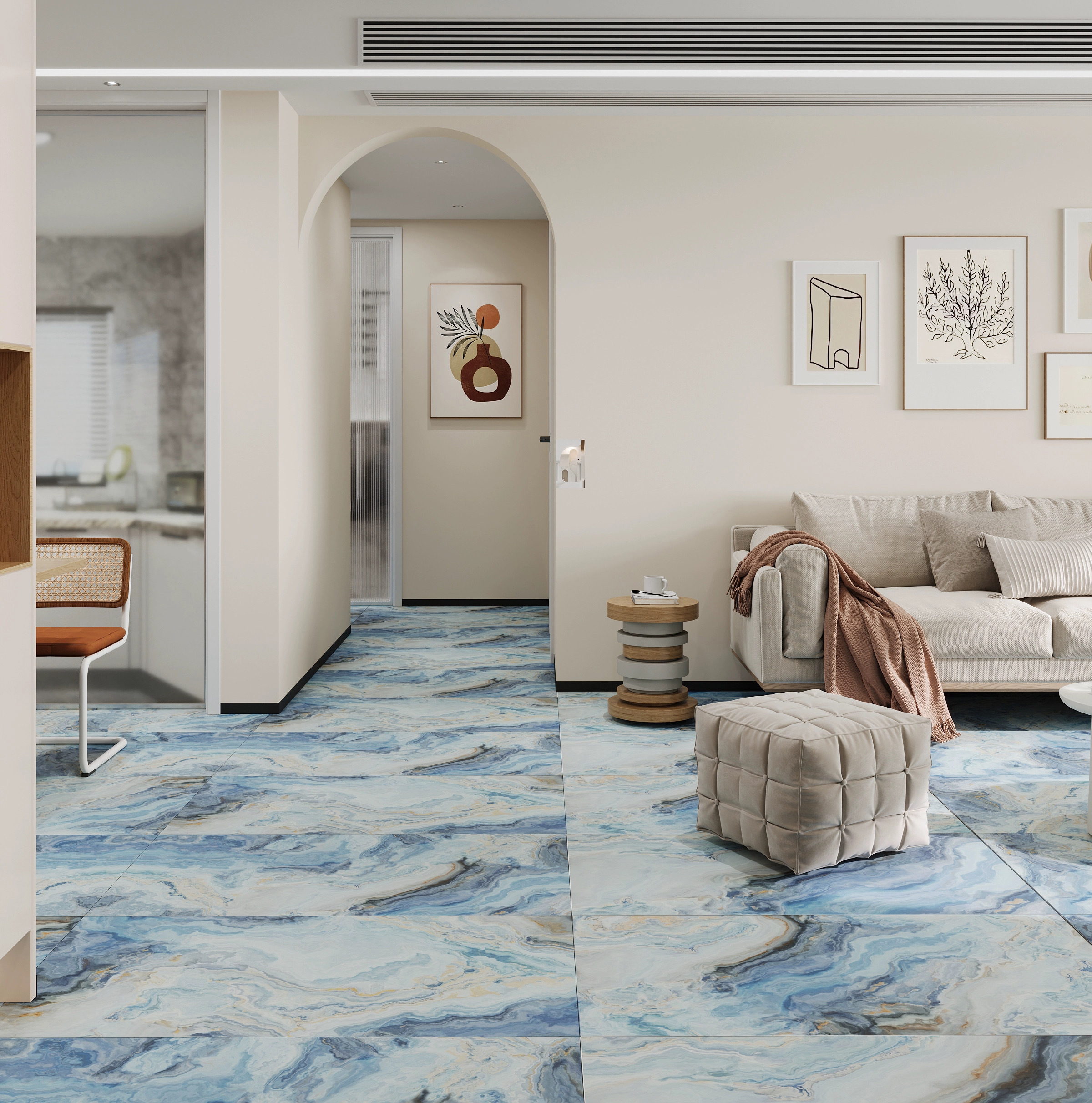 Изображение товара Керамогранит BASCONI HOME Hypnos 60x120 см синий мраморный эффект морозостойкий