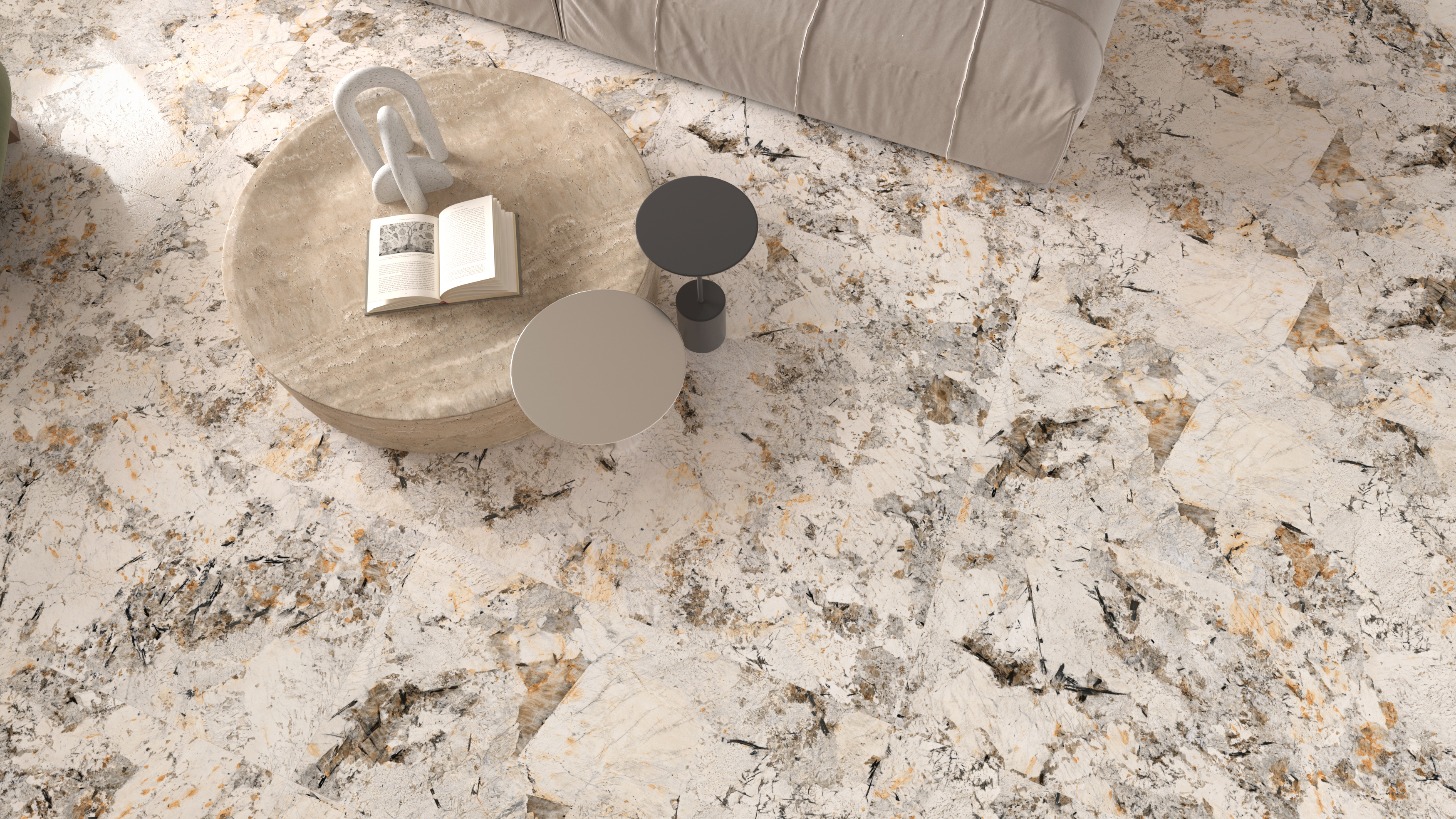 Изображение товара Керамогранит BASCONI HOME Phoenix 60x120 см бежевый с золотыми прожилками