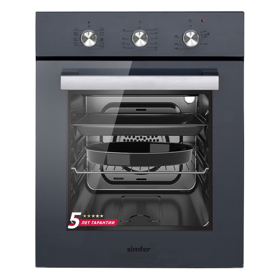 Изображение товара Электрический встраиваемый духовой шкаф Simfer B4EG19070 45х59.5х56 см цвет серый