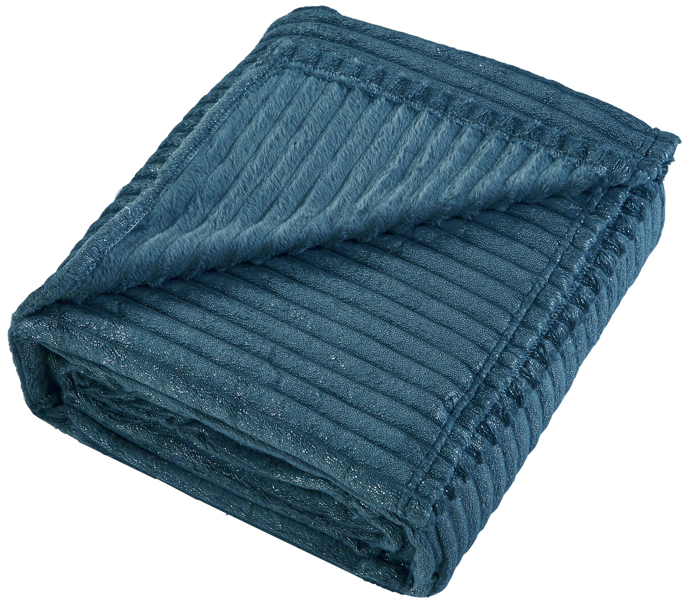 Изображение товара Плед Alitea 180x200 см велсофт синий для двуспальной кровати и дивана
