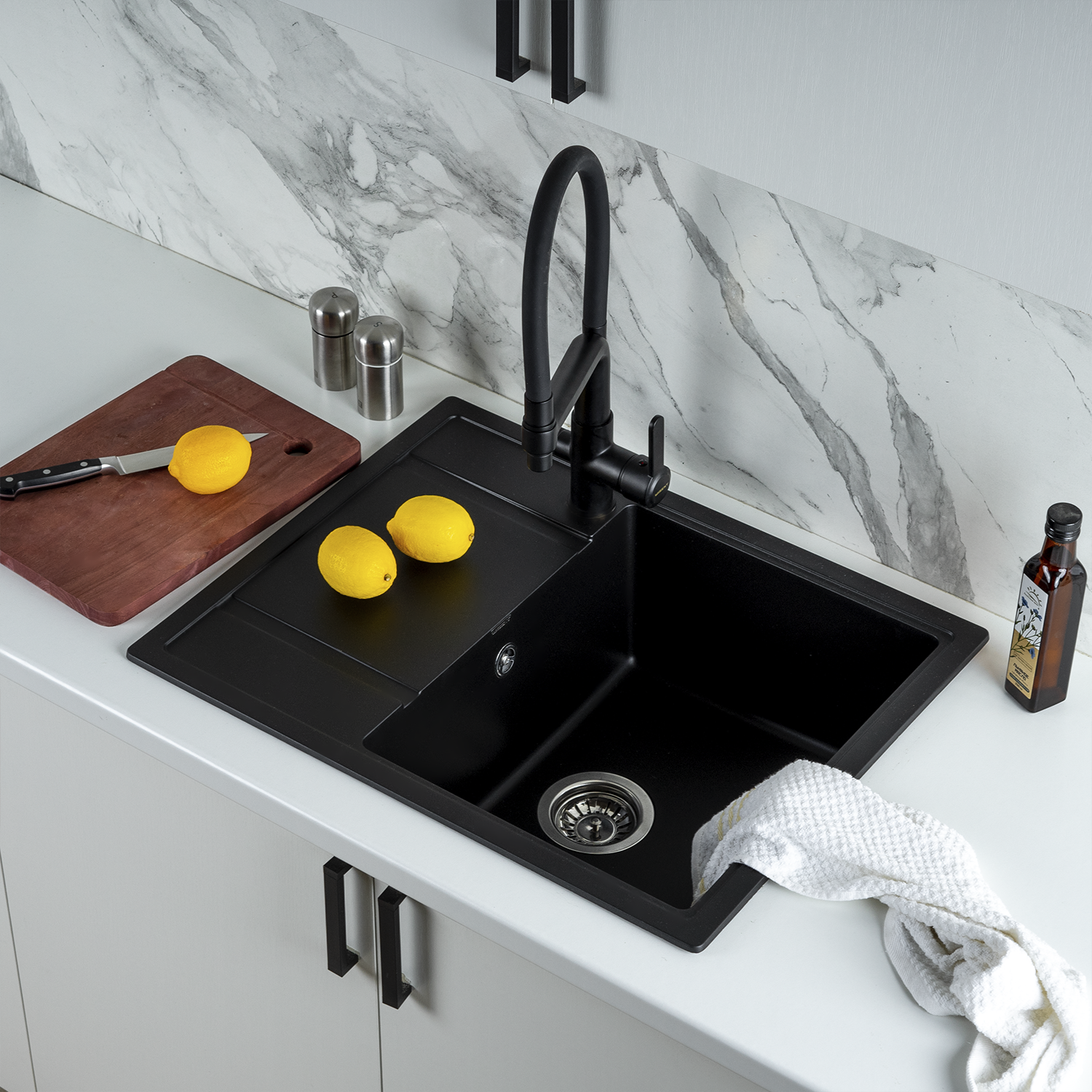 Изображение товара Мойка для кухни из искусственного камня Wisent MW650-26 антрацит 650x500