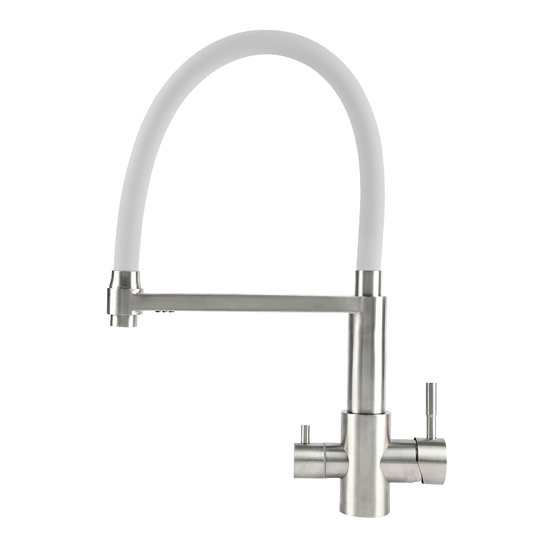 Изображение товара Смеситель для кухни Osgard RESA с переключением на питьевую воду поворотный гибкий излив 17 см цвет белый