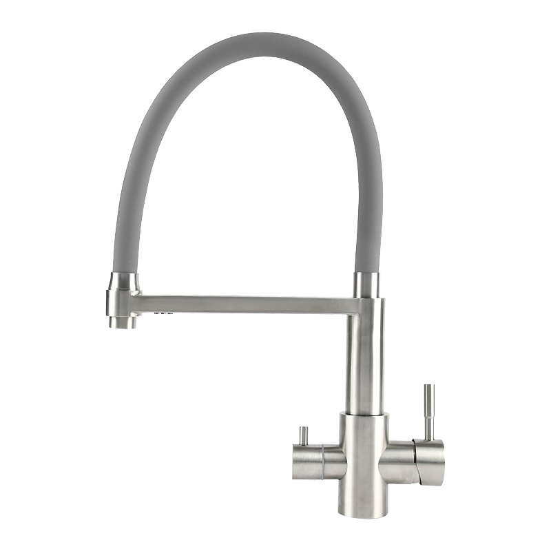 Изображение товара Смеситель для кухни Osgard RESA с переключением на питьевую воду поворотный гибкий излив 17 см цвет серый