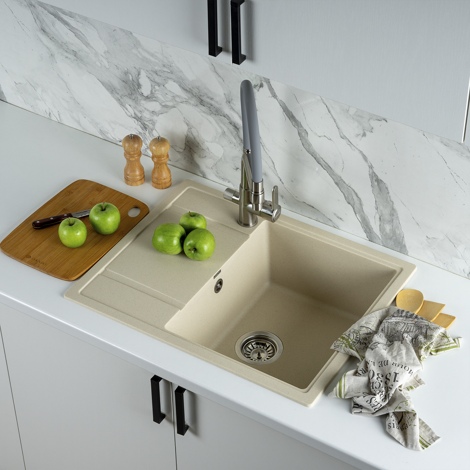 Изображение товара Мойка для кухни из искусственного камня Wisent MW650-30 крем 650x500