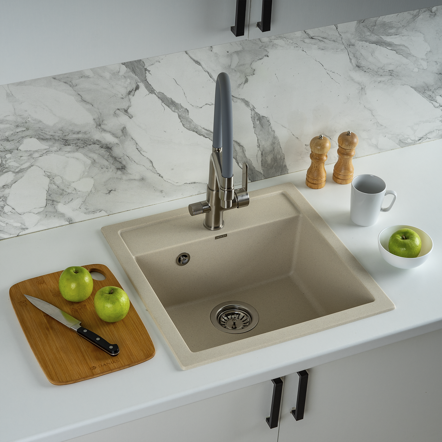 Изображение товара Мойка для кухни из искусственного камня Wisent MW510-30 крем 510x505