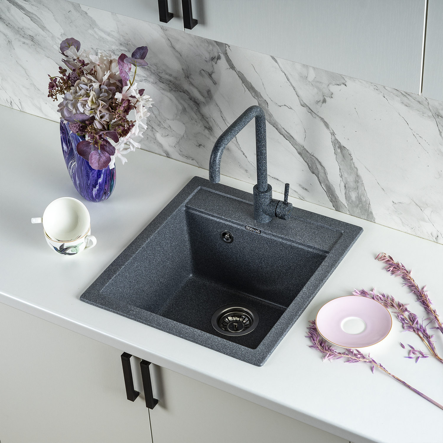 Изображение товара Кухонная мойка Gerhans A45-24 из искусственного камня 500х450 мм серый графит