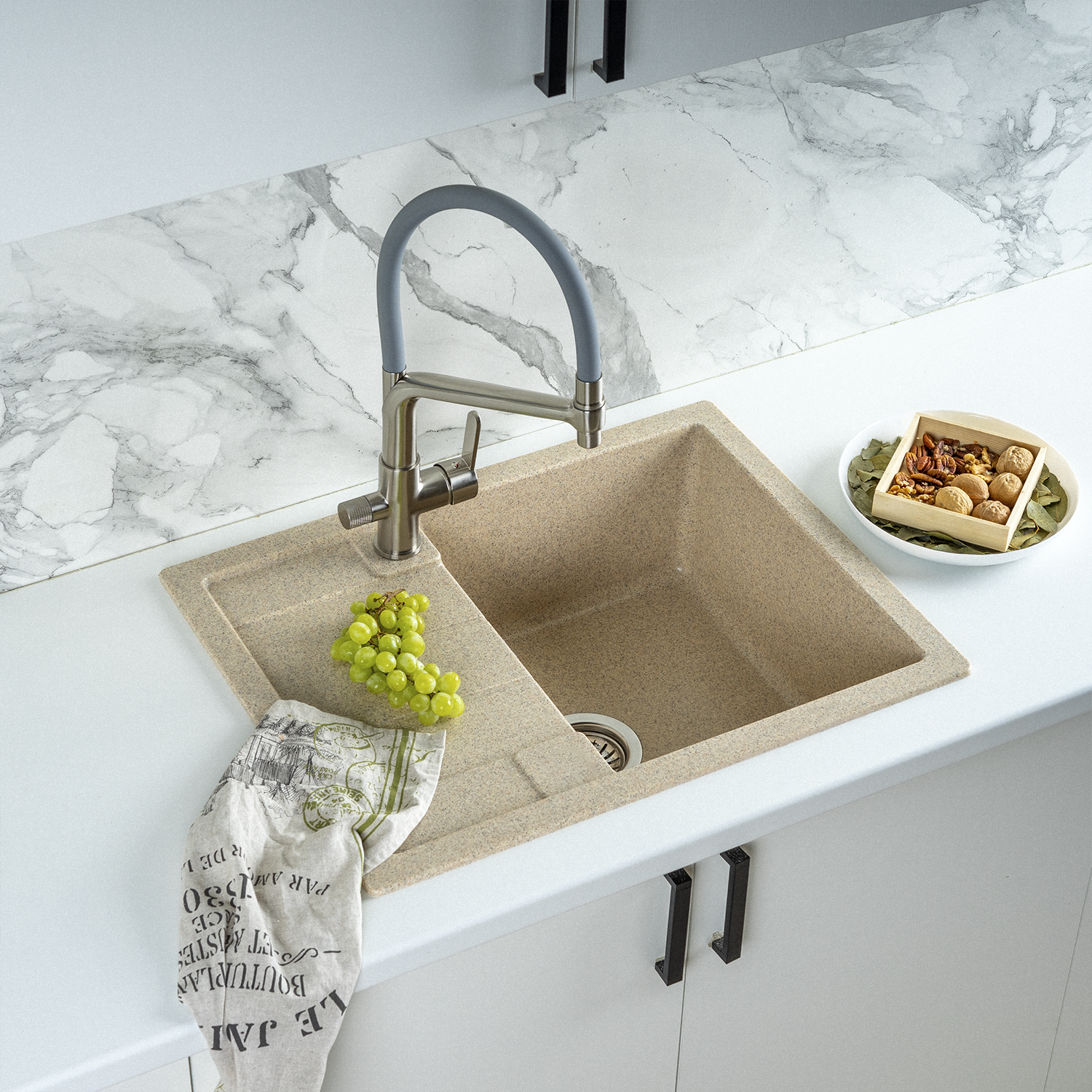 Изображение товара Мойка для кухни из искусственного камня Gerhans B22-21 песочная 650х500 мм