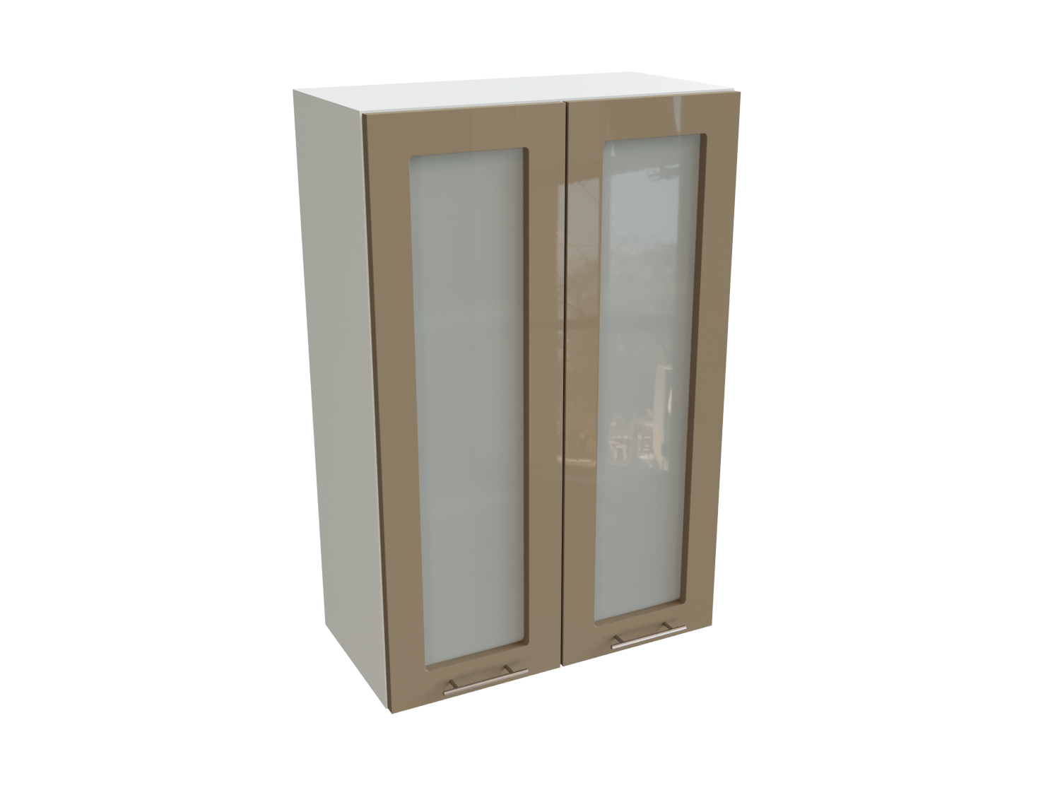 Изображение товара Навесной шкаф Валерия 2 дверцы со стеклом 60x92x31.8 см капучино МДФ ЛДСП Россия