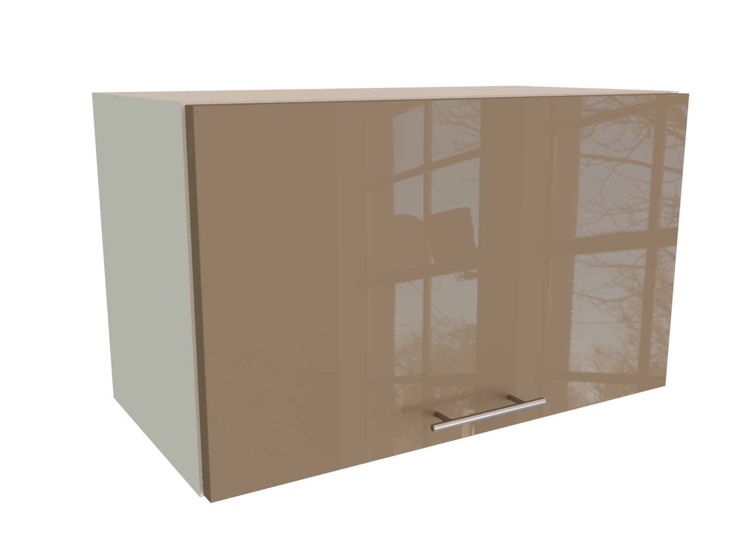 Изображение товара Навесной шкаф МС Валерия верхний горизонтальный 60x35.80x31.80 см фасад капучино МДФ каркас белый ЛДСП Сурская мебель