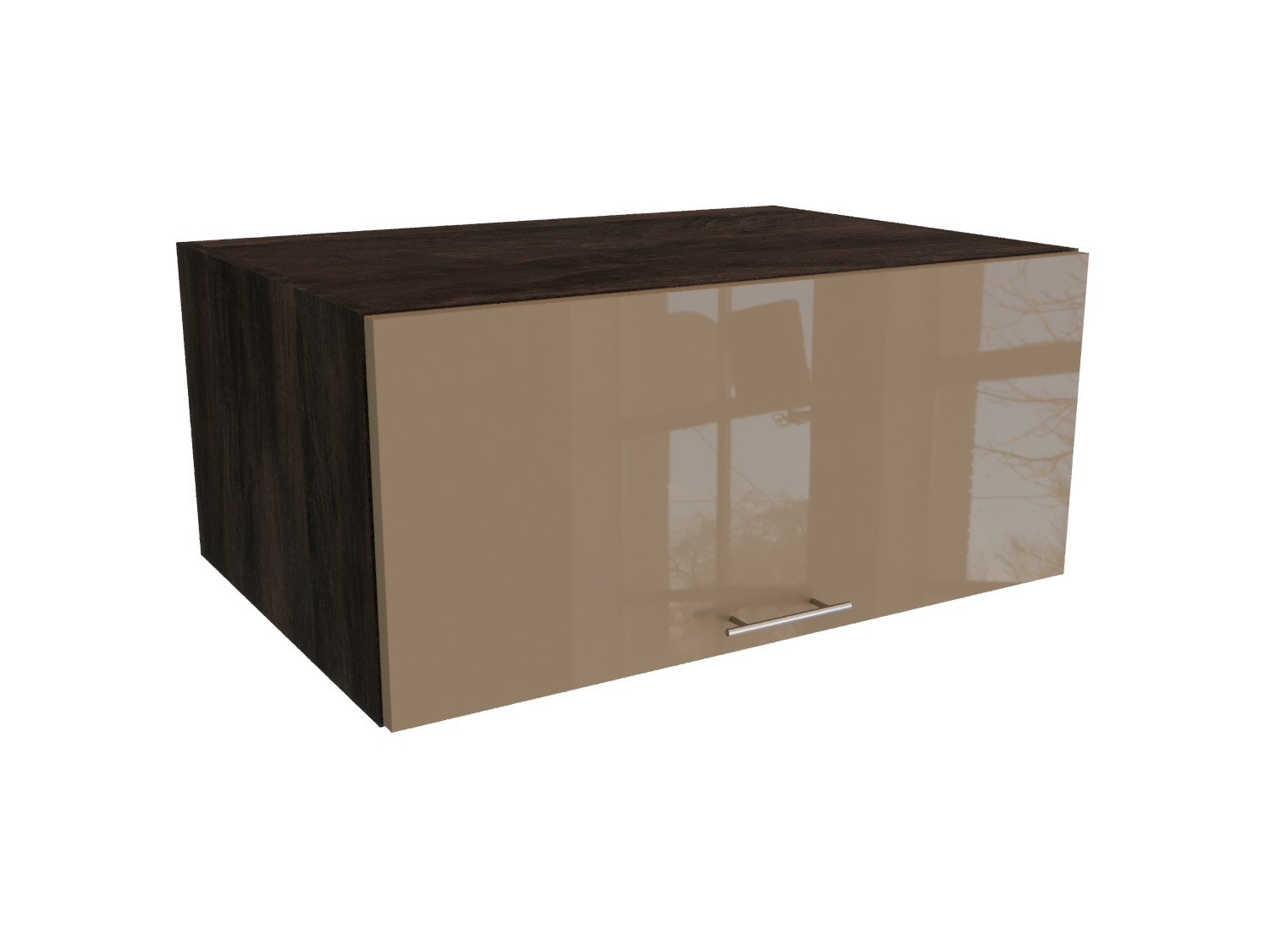 Изображение товара Навесной шкаф МС Валерия верхний горизонтальный 80x35.80x57.40 см фасад капучино МДФ каркас дуб ЛДСП Сурская мебель