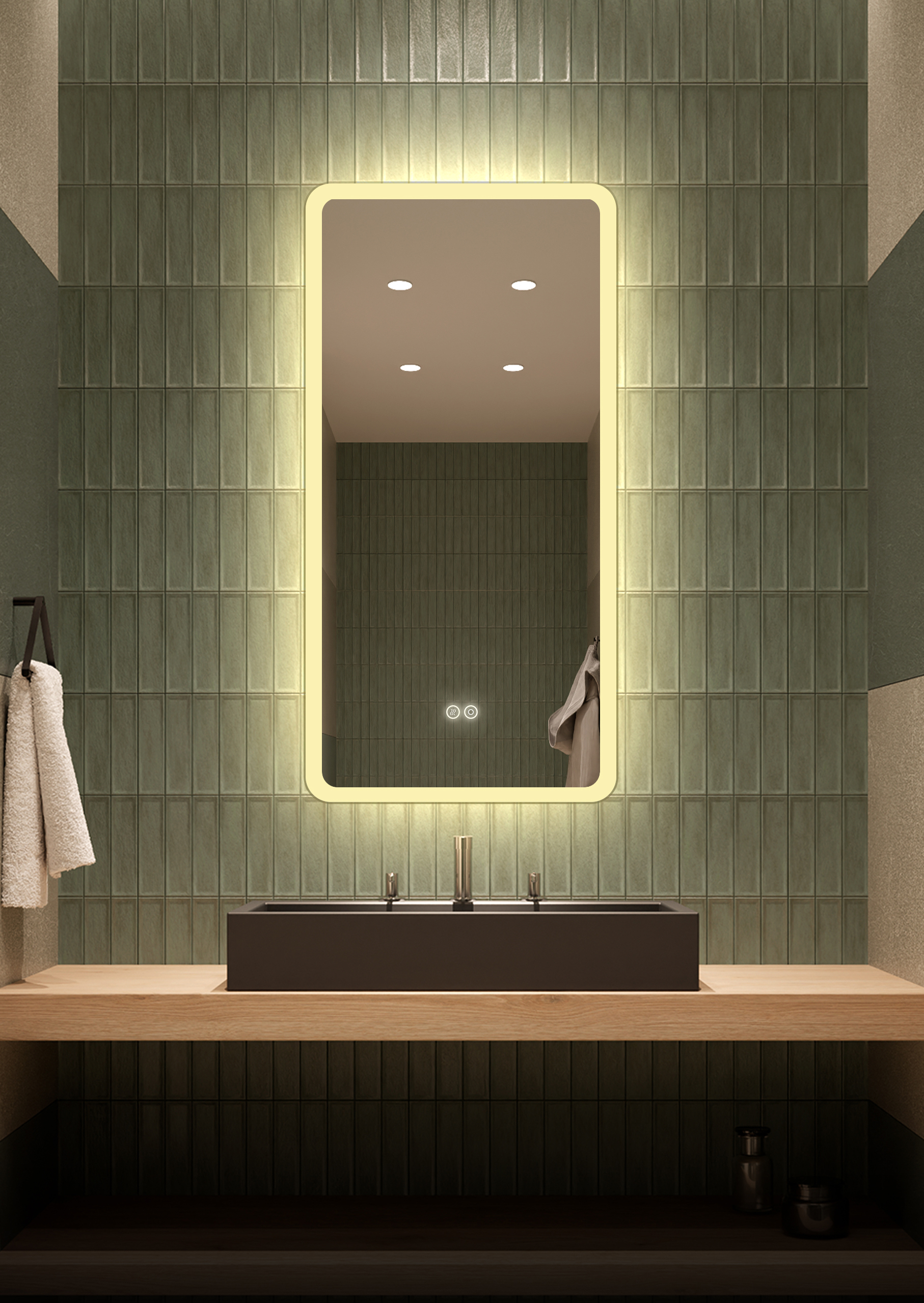 Изображение товара Зеркало для ванной Alfa mirrors сенсорное управление антизапотевание Di-49At с подсветкой 40x90см