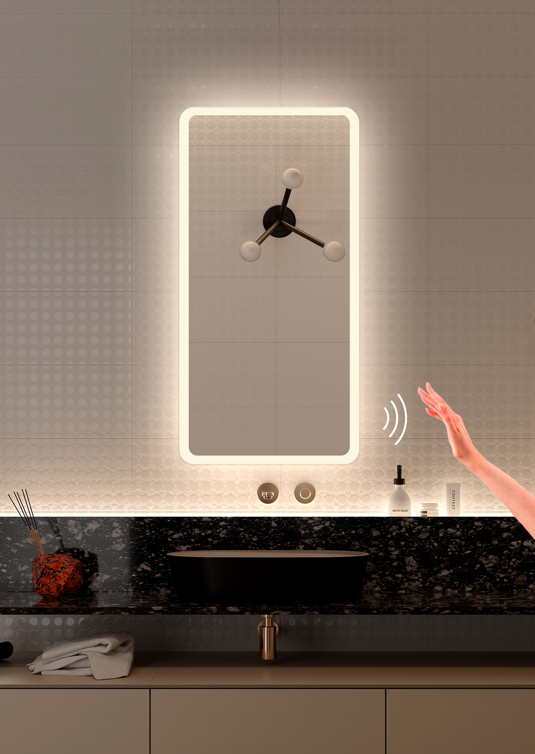 Изображение товара Зеркало для ванной Alfa mirrors с подсветкой и антизапотеванием 40x90 см