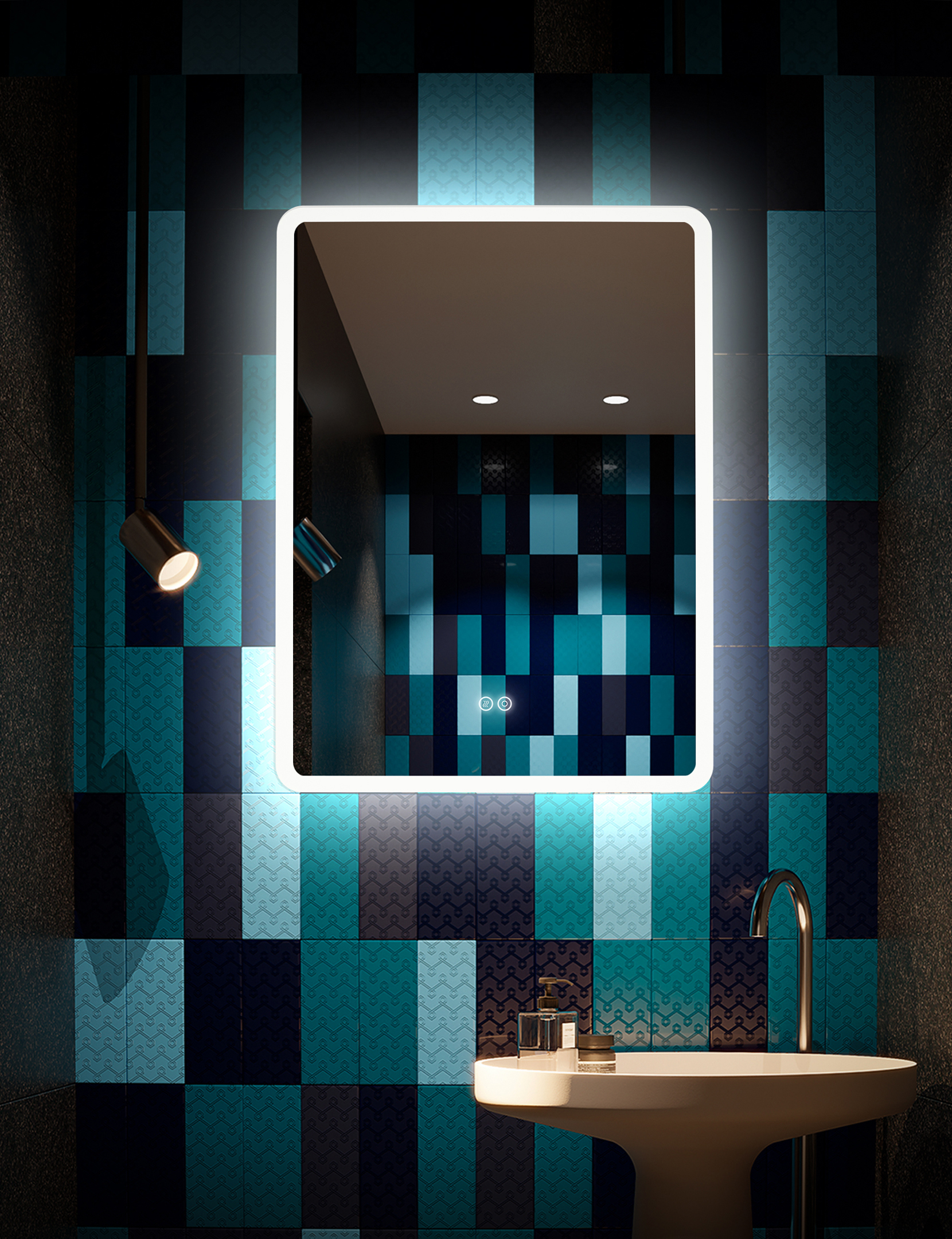 Изображение товара Зеркало для ванной Alfa Mirrors 60x80 см с сенсорным управлением антизапотевание подсветкой