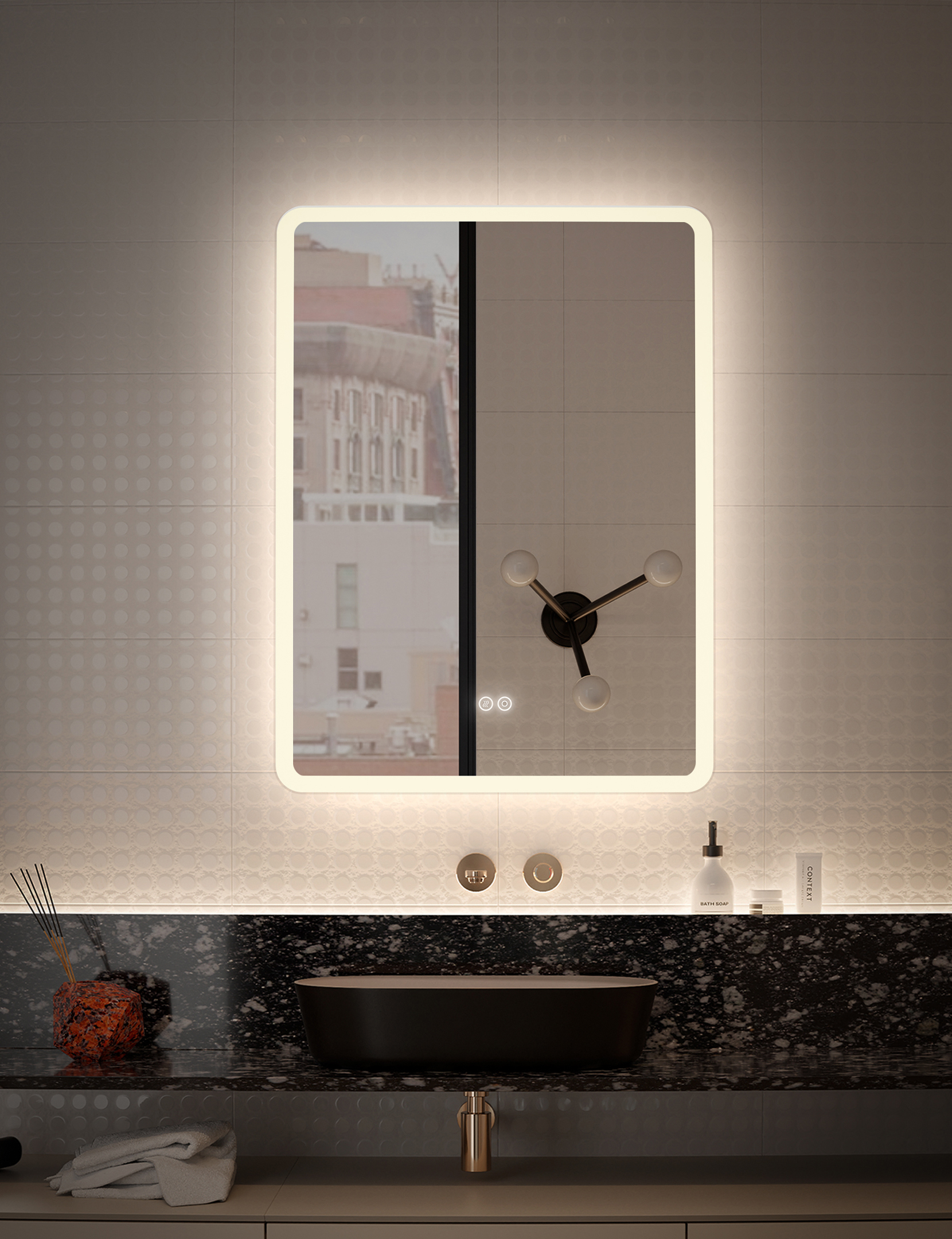 Изображение товара Зеркало ALFA MIRRORS 60x80 Сенсорное управление Антизапотевание