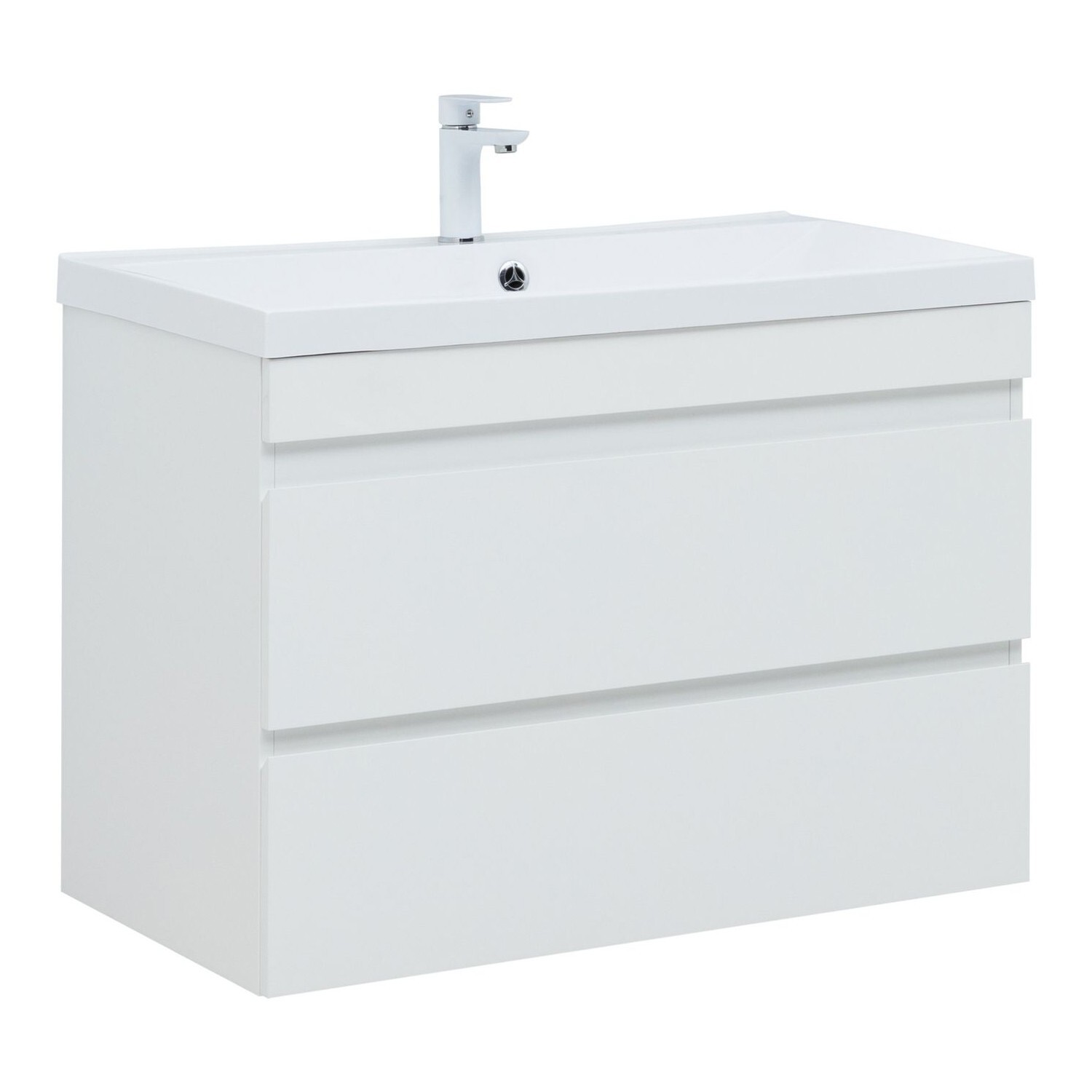 Изображение товара Тумба под раковину Aquanet 89см белая с двумя ящиками напольная