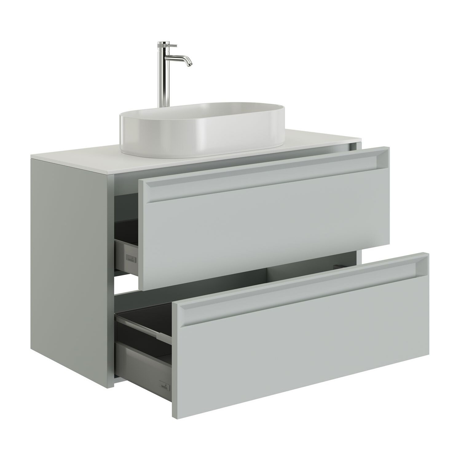 Изображение товара Тумба под раковину Allen brau 00334039 напольная 100 см зеленая с ящиками и регулировкой