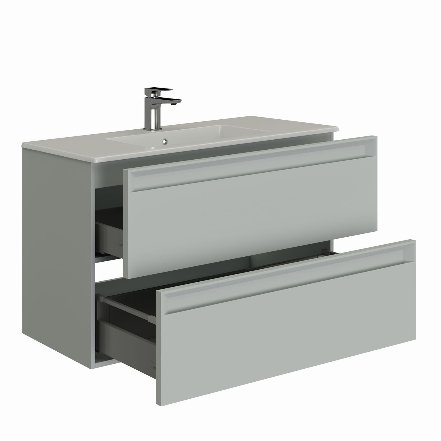 Изображение товара Тумба под раковину Allen Brau 00333999 100 см серый напольная с ящиками
