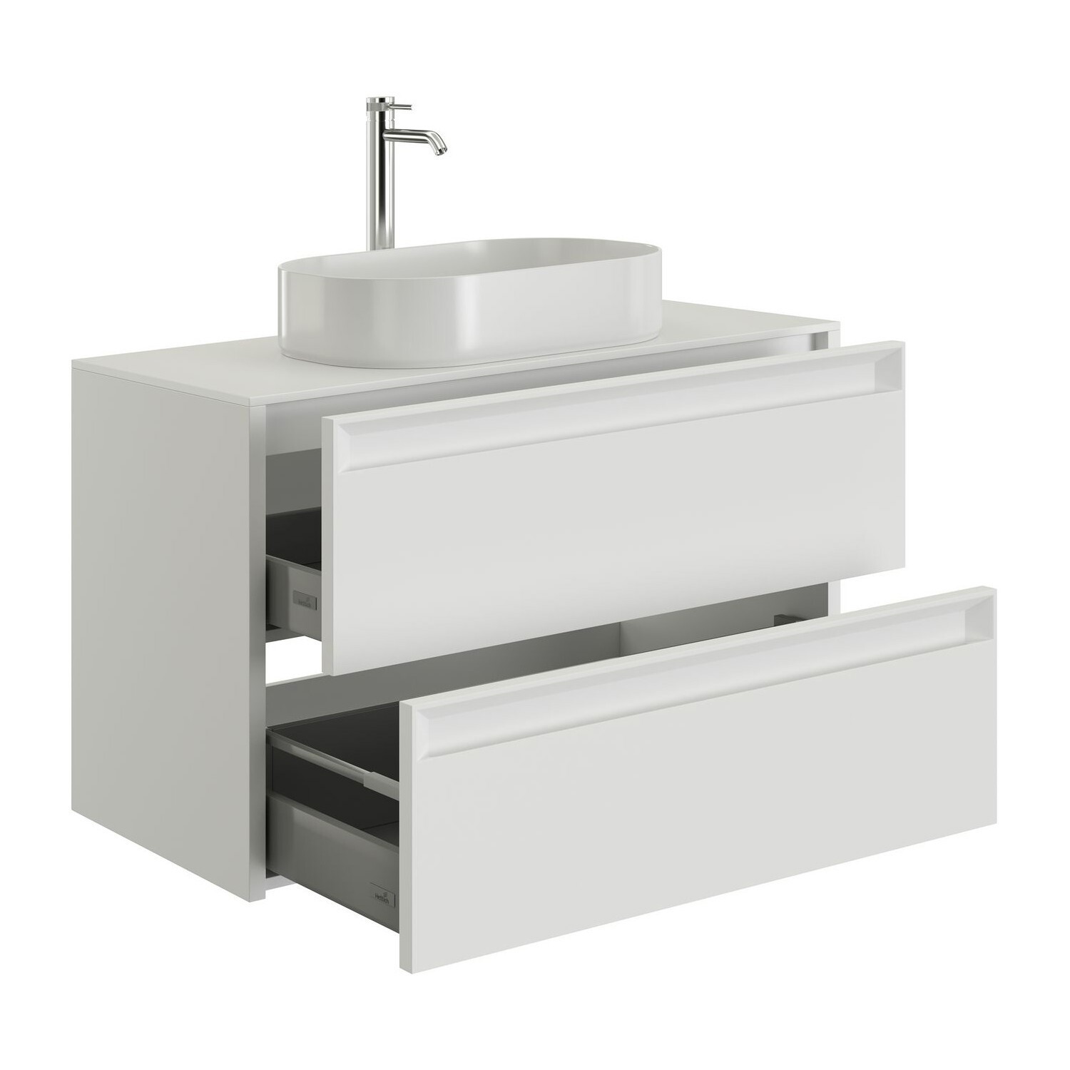 Изображение товара Тумба под раковину Allen brau 00334033 118.4см Белая напольная с ящиками и регулировкой