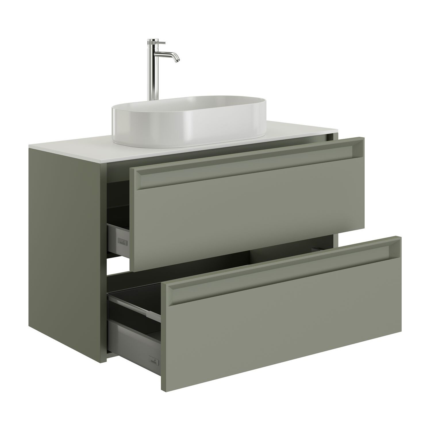 Изображение товара Тумба под раковину Allen brau 00334038 100 см зеленая напольная с ящиками