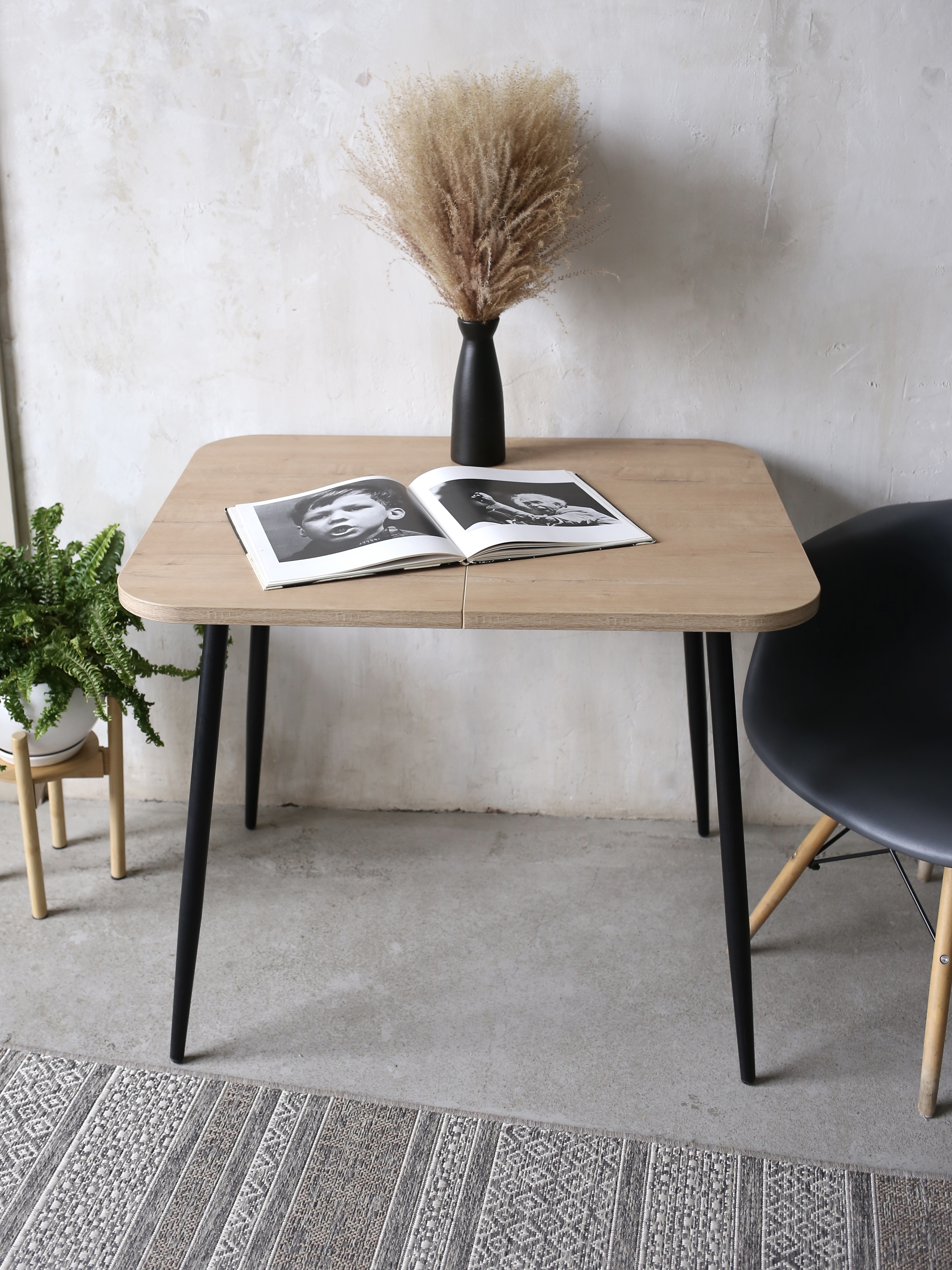 Изображение товара Стол прямоугольный Card&loft 90x90 см ЛДСП цвет черный/дуб