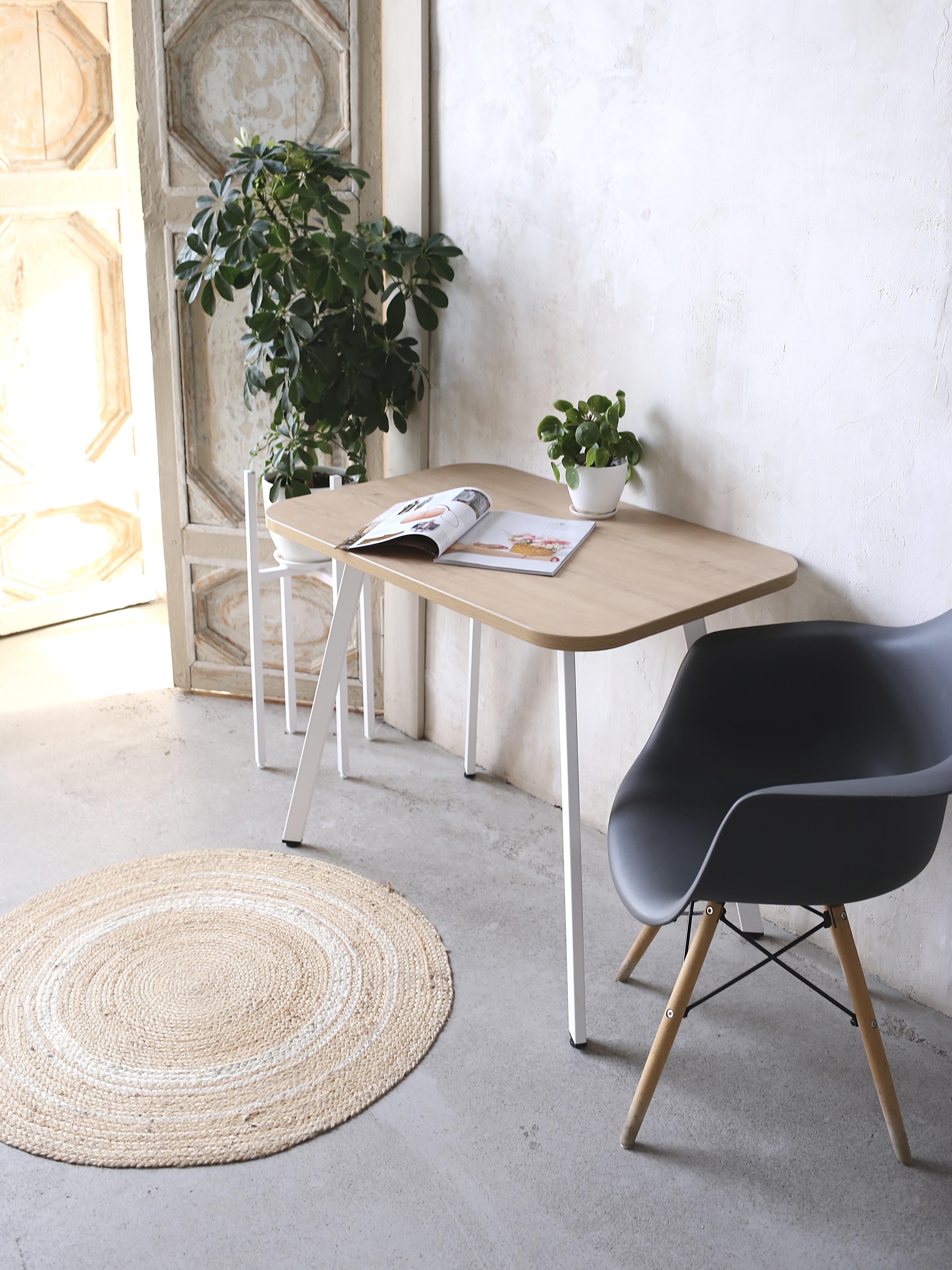 Изображение товара Стол Card&loft прямоугольный 90x90 см ЛДСП цвет белый/дуб