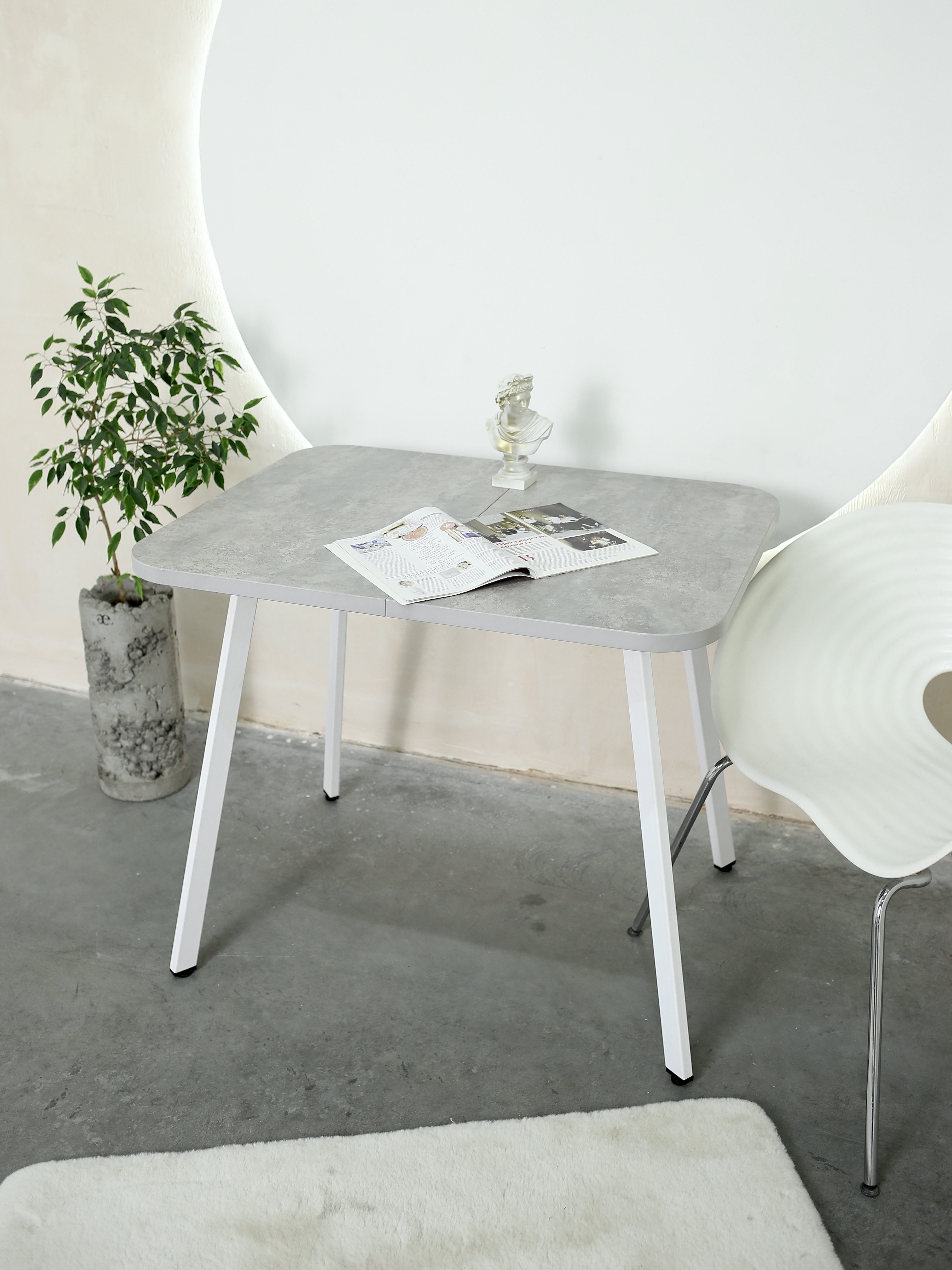 Изображение товара Стол прямоугольный Card&loft 90x90 см белый/бетон