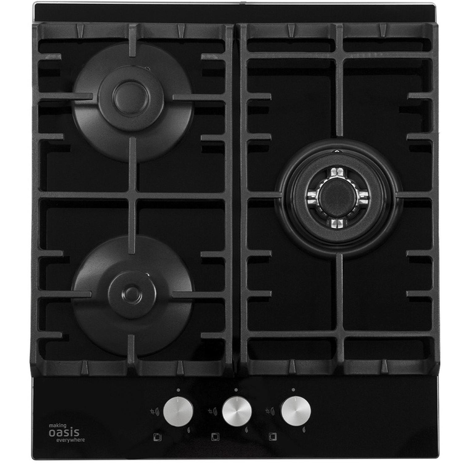 Изображение товара Газовая варочная панель Oasis P-3GBT 46 см 3 конфорки черный
