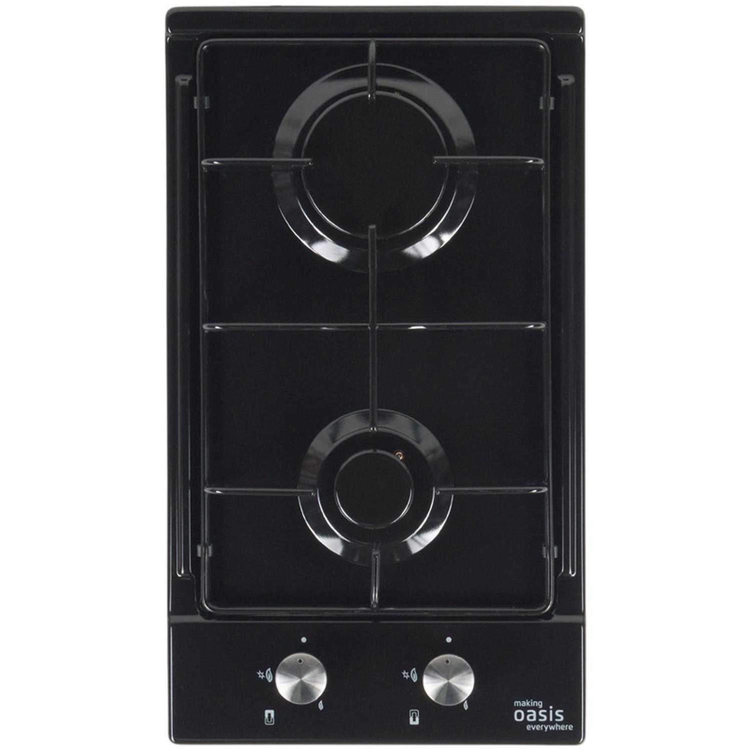 Изображение товара Газовая варочная панель Oasis P-MEBGD 29 см 2 конфорки цвет блестящий черный