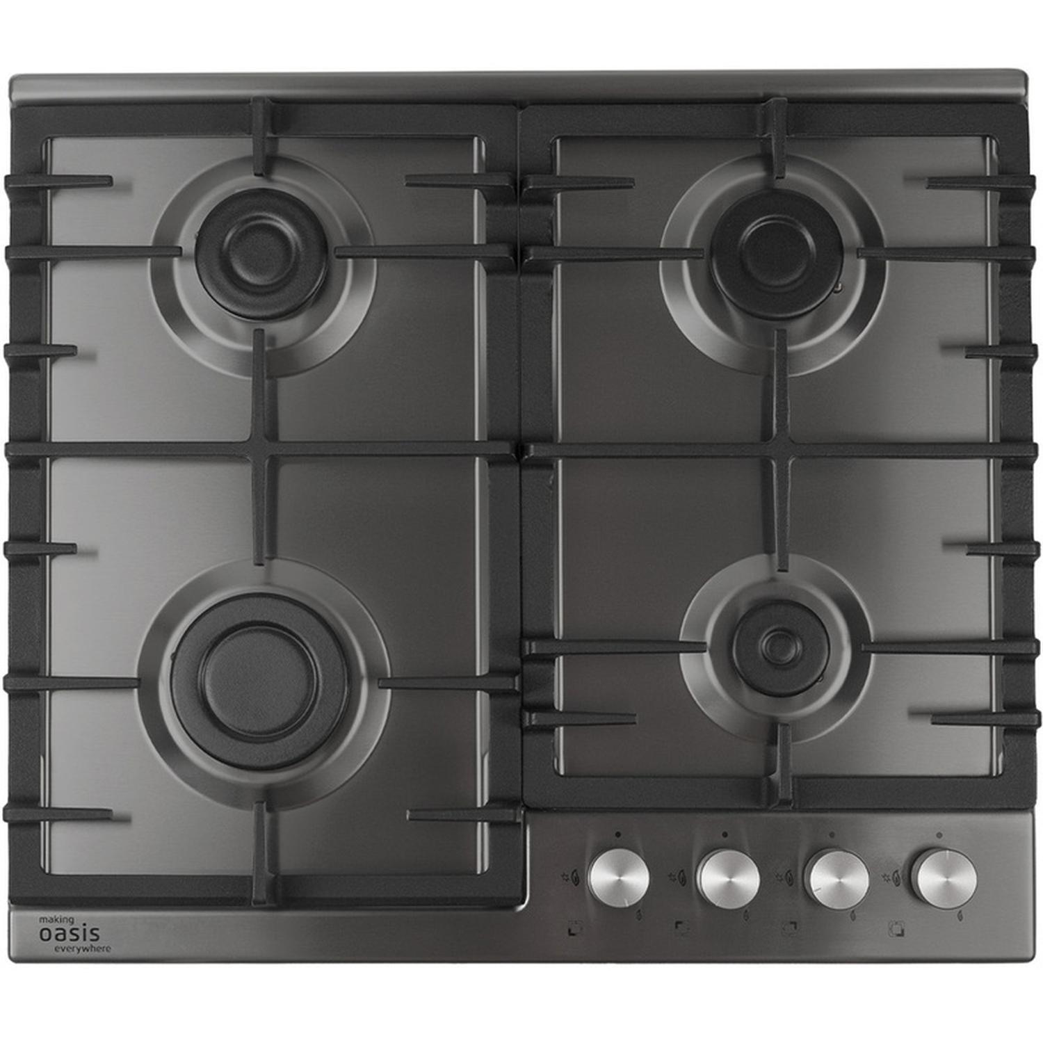 Изображение товара Газовая встраиваемая варочная панель Oasis P-MNRP 58 см 4 конфорки нержавеющая сталь