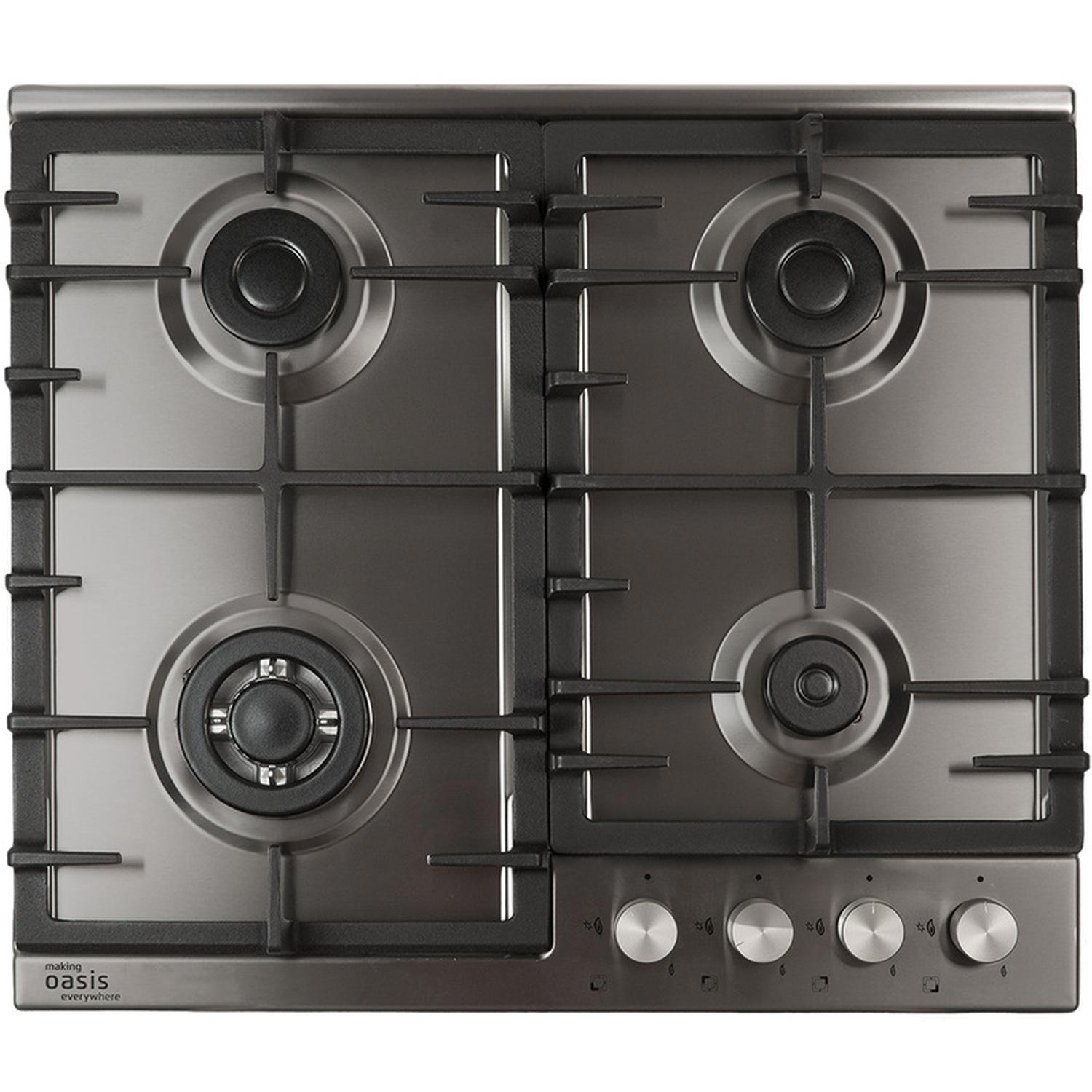 Изображение товара Газовая варочная панель Oasis P-MNRT 58 см 4 конфорки нержавеющая сталь