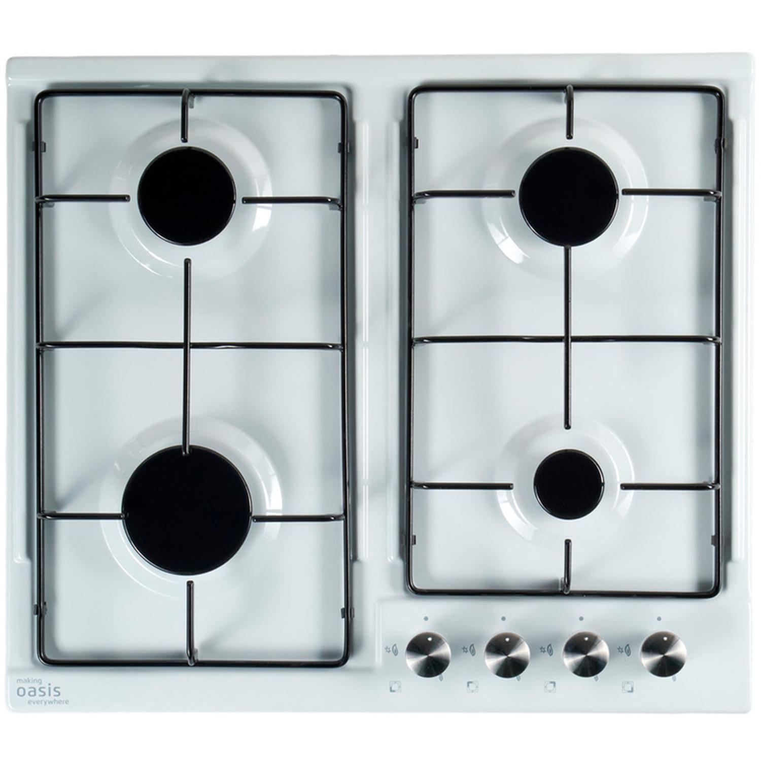 Изображение товара Встраиваемая газовая варочная панель Oasis P-Mew 58 см 4 конфорки цвет белый