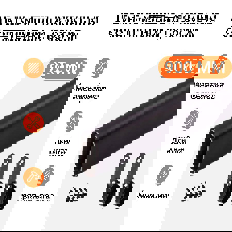 Изображение товара Штанга-вешалка Инталика для одежды мебельная овальная с креплениями 30x15 мм черная L-900 мм