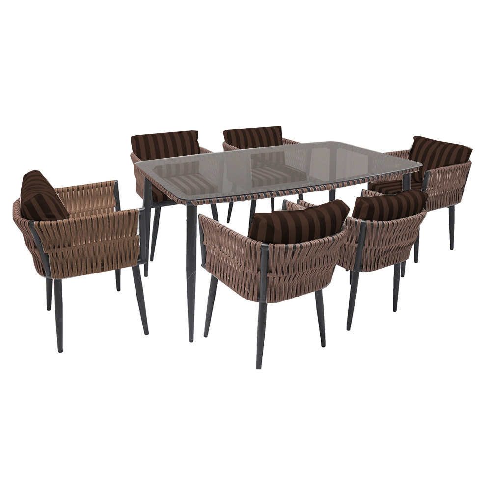 Изображение товара Набор обеденной мебели для сада Alfart TINTO4 сталь/стекло орех 7 предметов